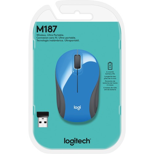 Logitech - M187 - Wireless Optical MINI Mouse with Nano Receiver - Blue