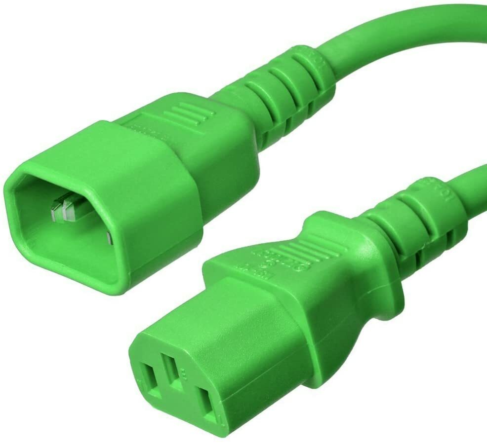 15 PACK LOT 5ft IEC C14 - C13 Green Power Cord 14AWG 15A/1875W 100-250V 1.5M