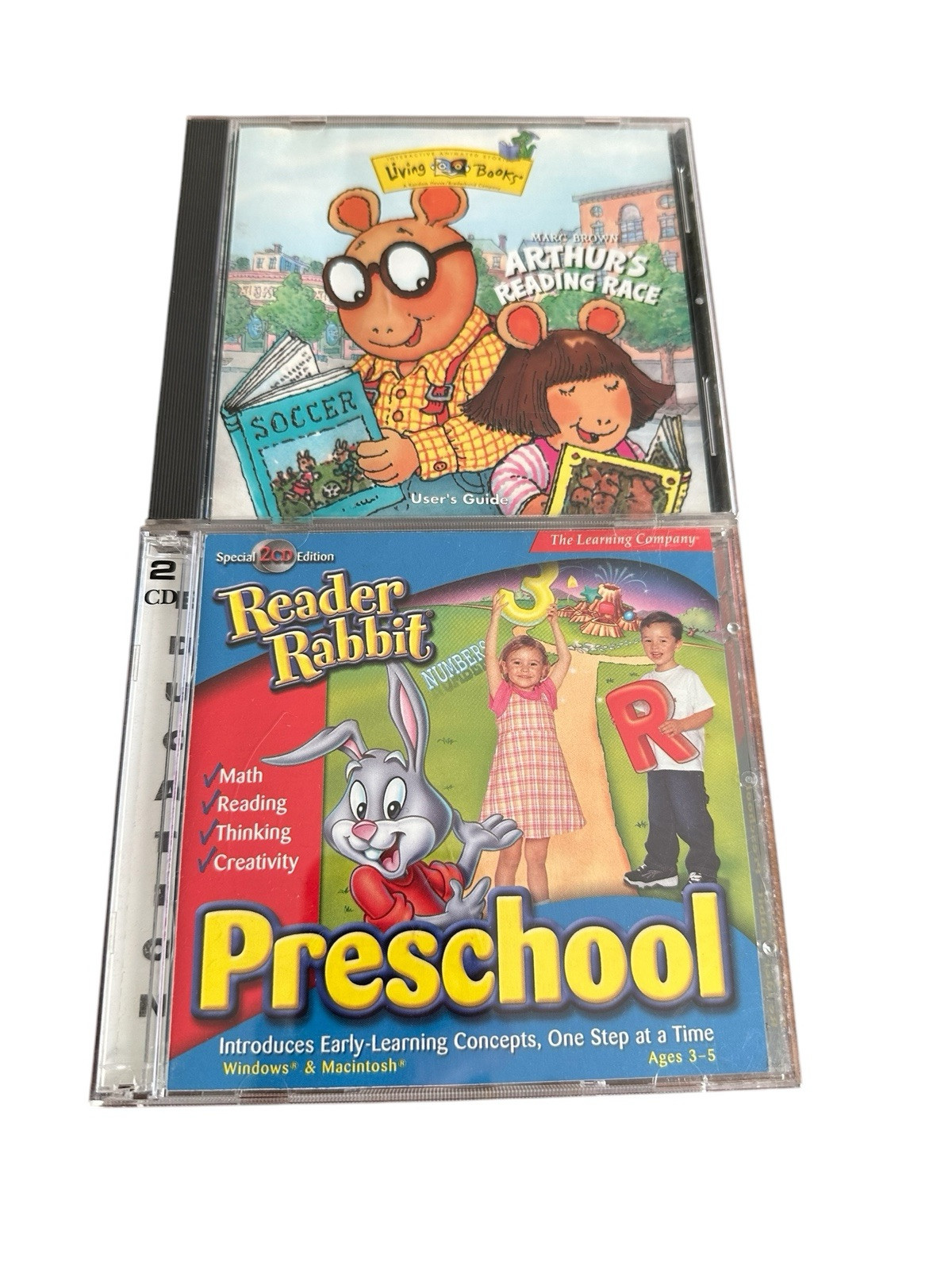 Educational CD’s - Arthur’s Reading Race & Reader Rabbit Preschool 3 CD’s Total