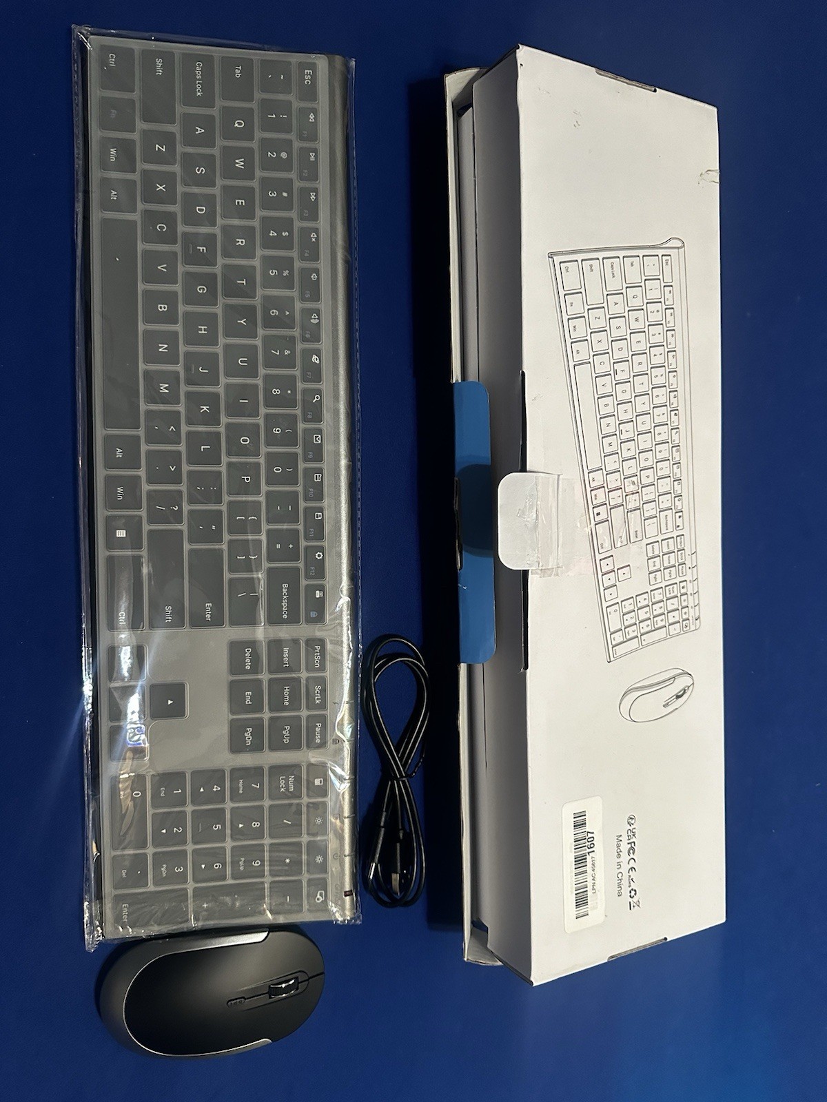 Wireless Keyboard and Mouse, Vssoplor Rechargeable Desktop-Dark Gray