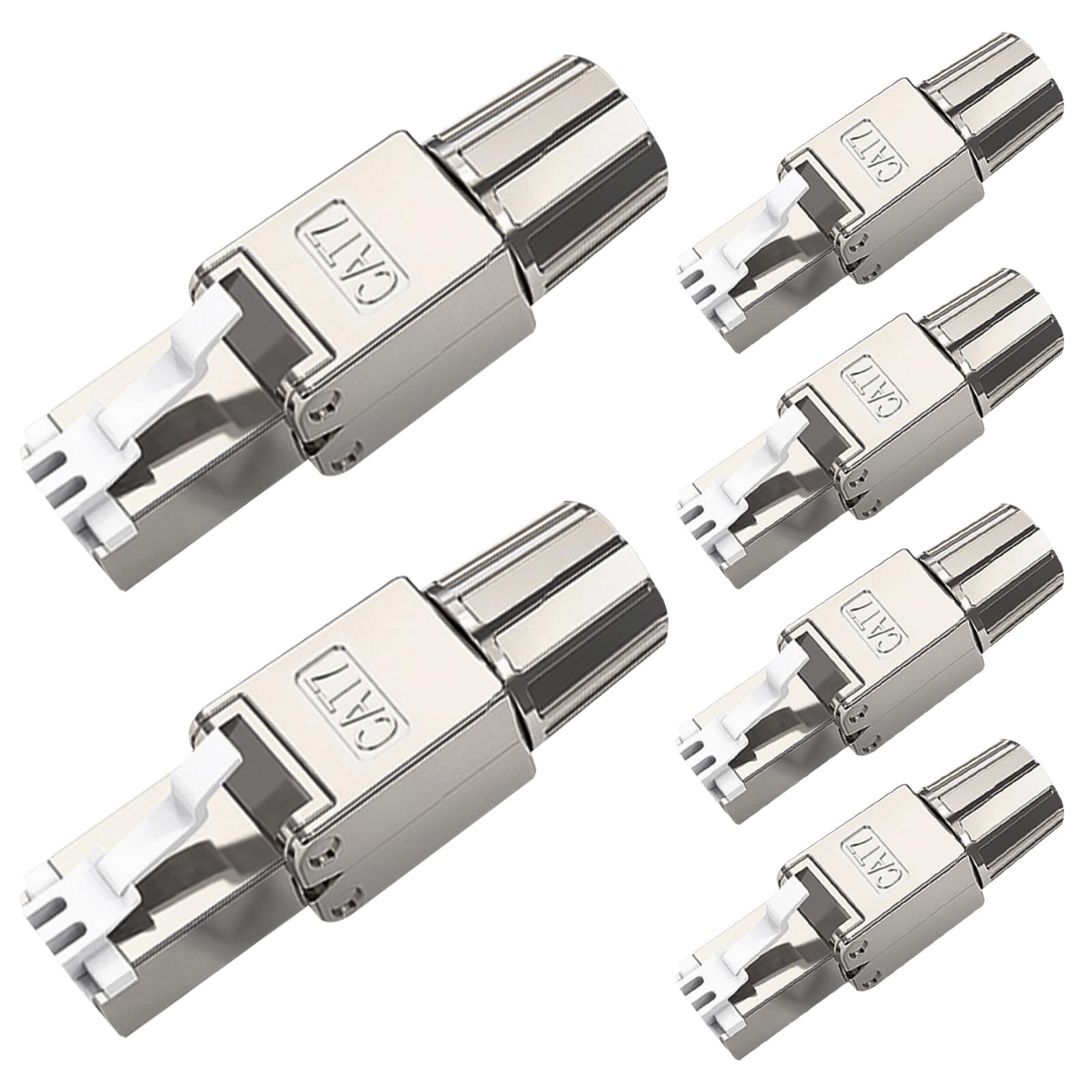 6 PCS Cat7 Cat6A RJ45 Connector ToolFree Zinc Alloy Shielded Ethernet Plug