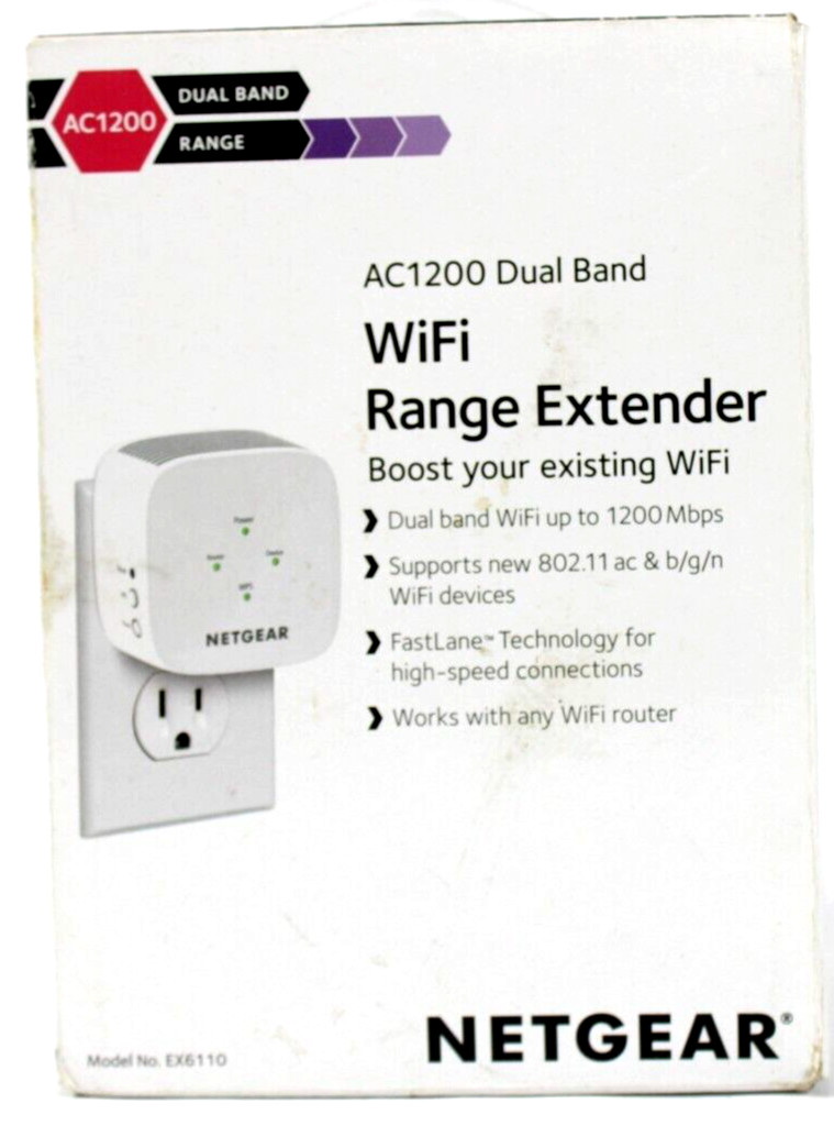 NETGEAR WiFi Range Extender AC1200 Dual Band EX6110-100NAS EASY Set-Up Fast Lane