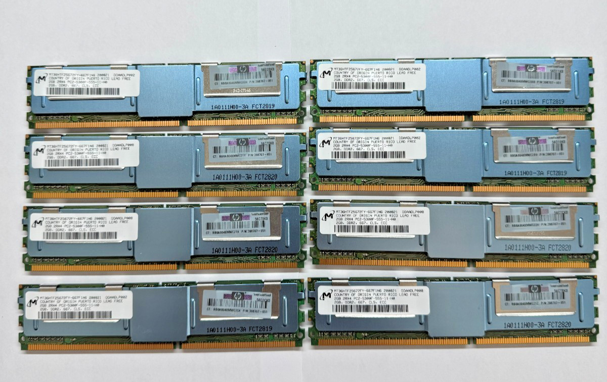 Micron 16GB (8x2GB) DDR2-667 PC2-5300F ECC FullyBuff MT36HTF25672FY-667F1N6 1188