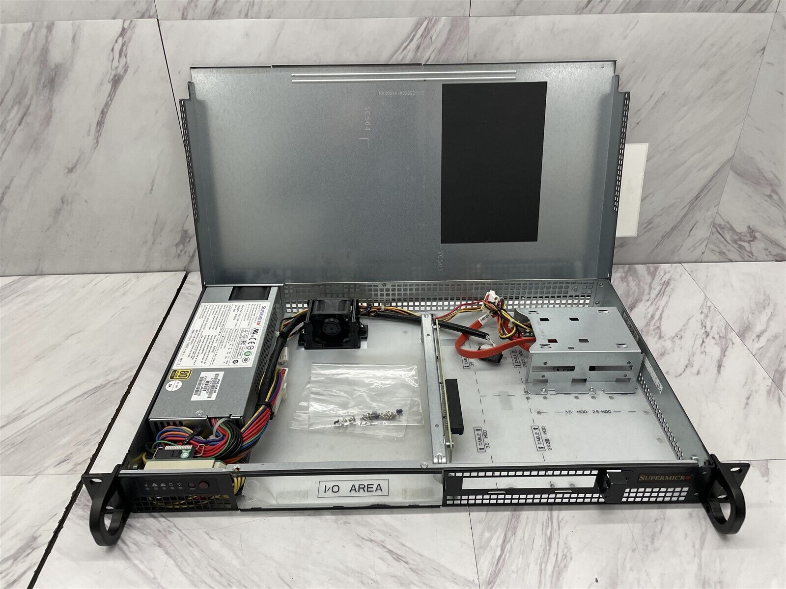 Supermicro SuperChassis 1U 505-2 Sever Chassis w/ Power Supply Fan Screws Ears