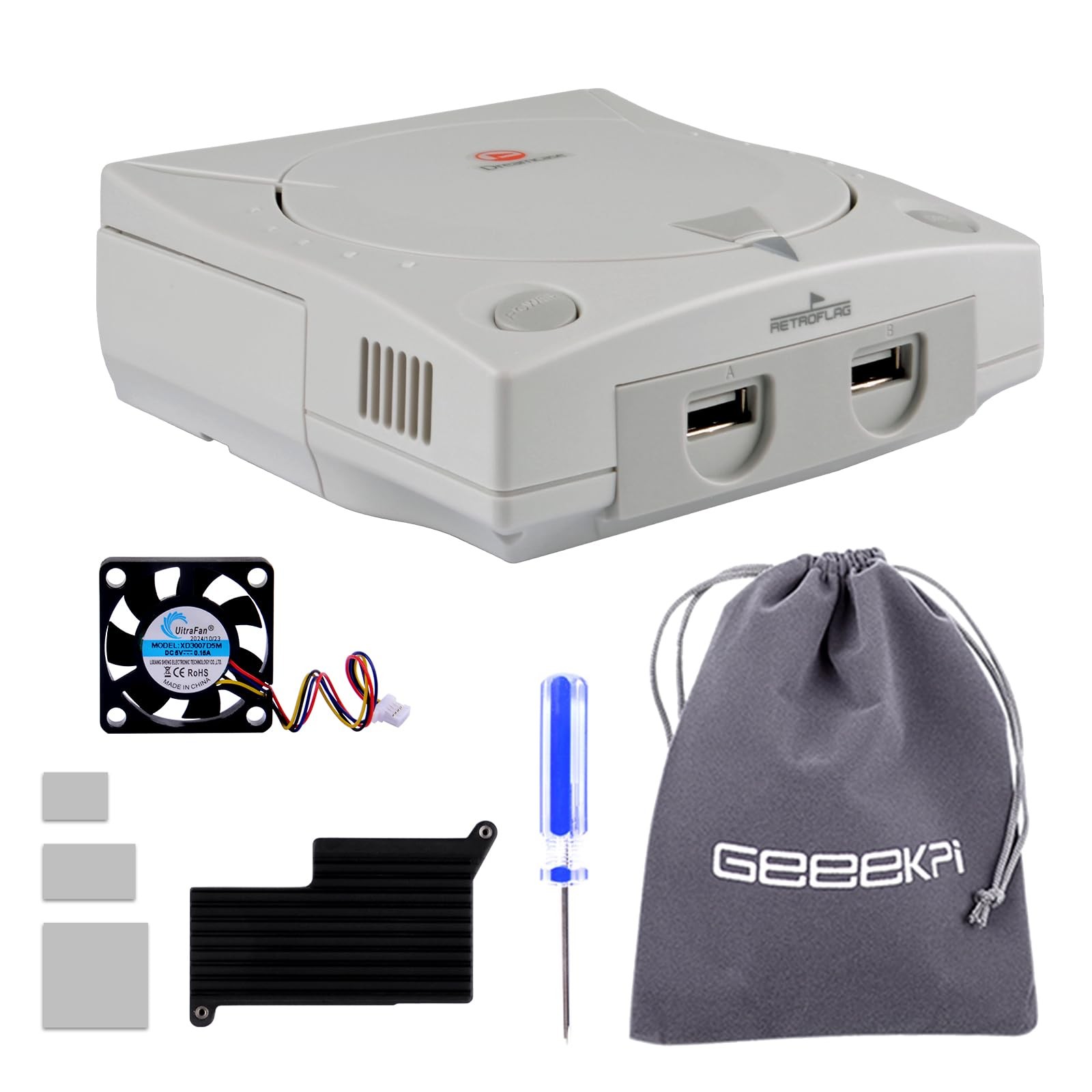 Retro Raspberry Pi 5 Case Cooling Fan Aluminum Heatsink SD USB LAN HDMI