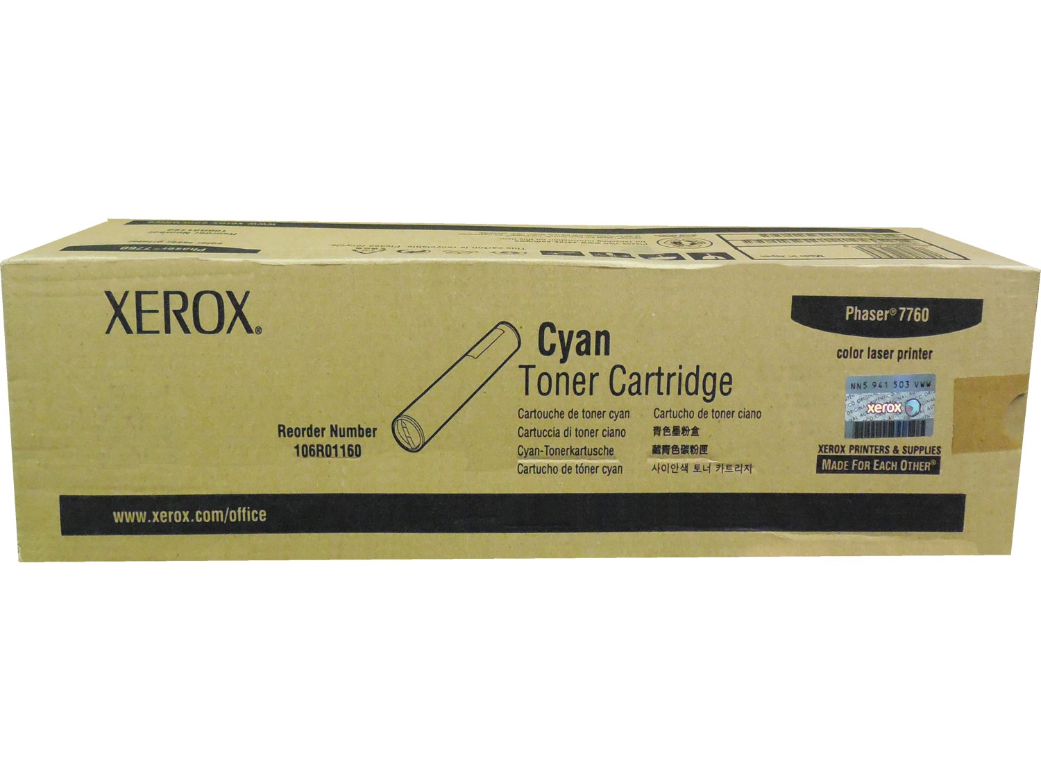 Xerox 106R01160 106R1160 Phaser 7760 Cyan Toner Cartridge 25k Genuine OEM
