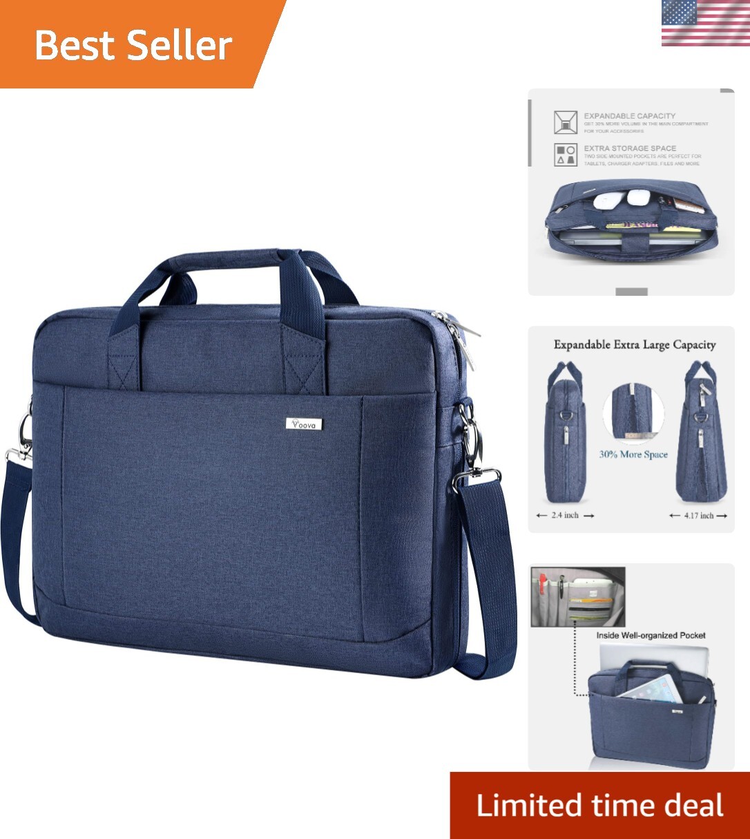 17-17.3 Inch Waterproof Laptop Bag – Expandable Multi-Function Briefcase