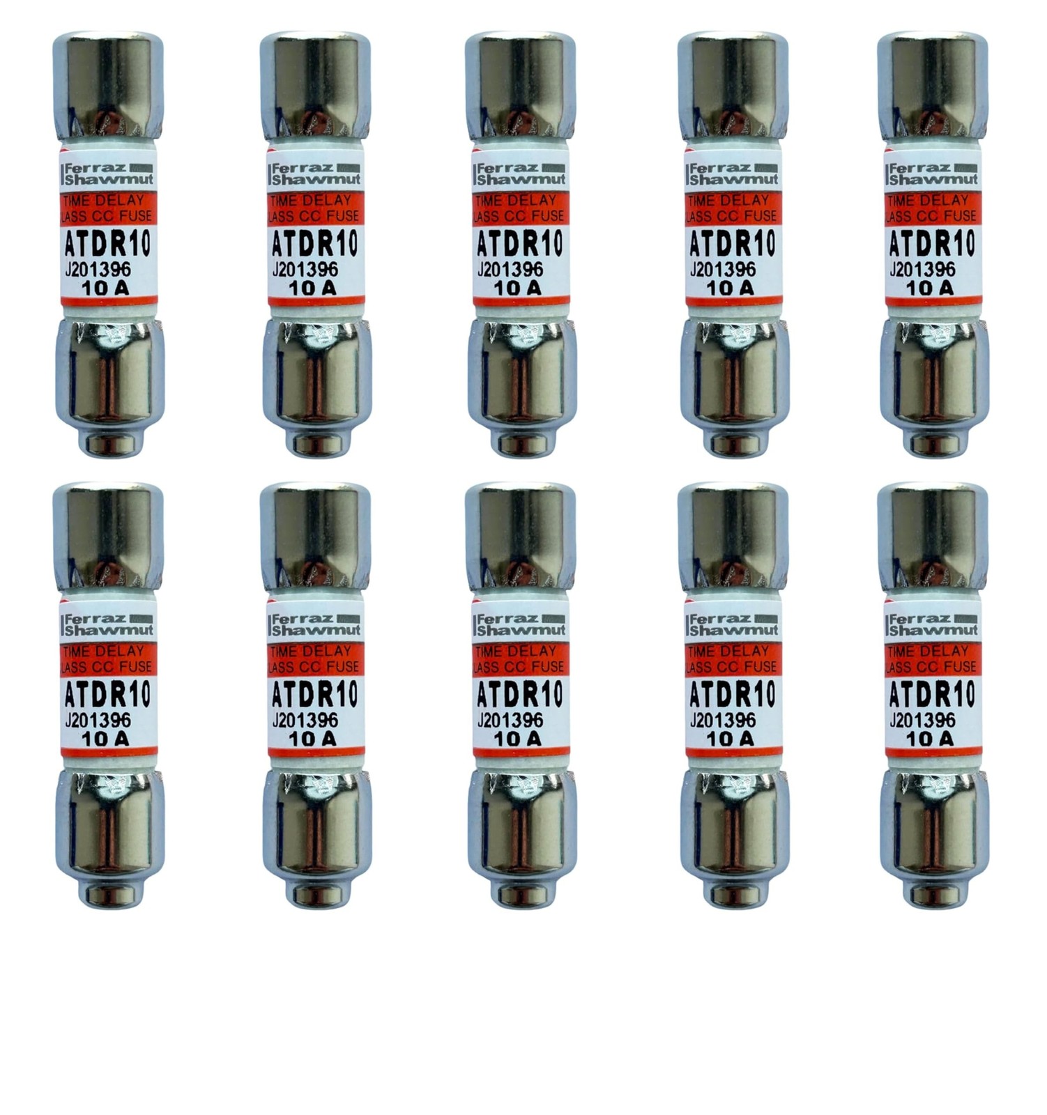10-Pack New ATDR10 ATDR-10 ATDR-10A 600Vac Time Delay Class CC Fuse，ATDR-