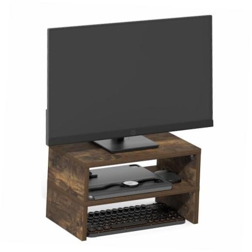 Classic Monitor Stand Riser Set of 2, Dual Monitor 2 Packs (New) Amber Oak
