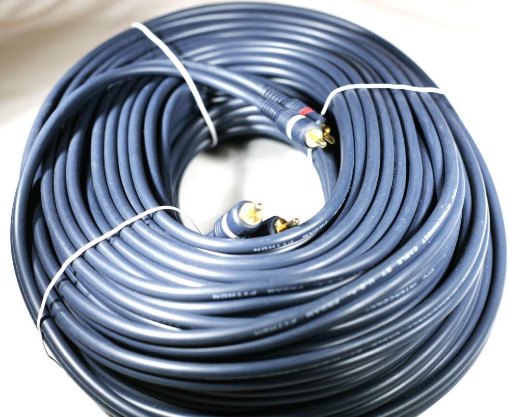 Audio Cable 100FT RCA-M RCA-M Shielded Blue DUAL Premium