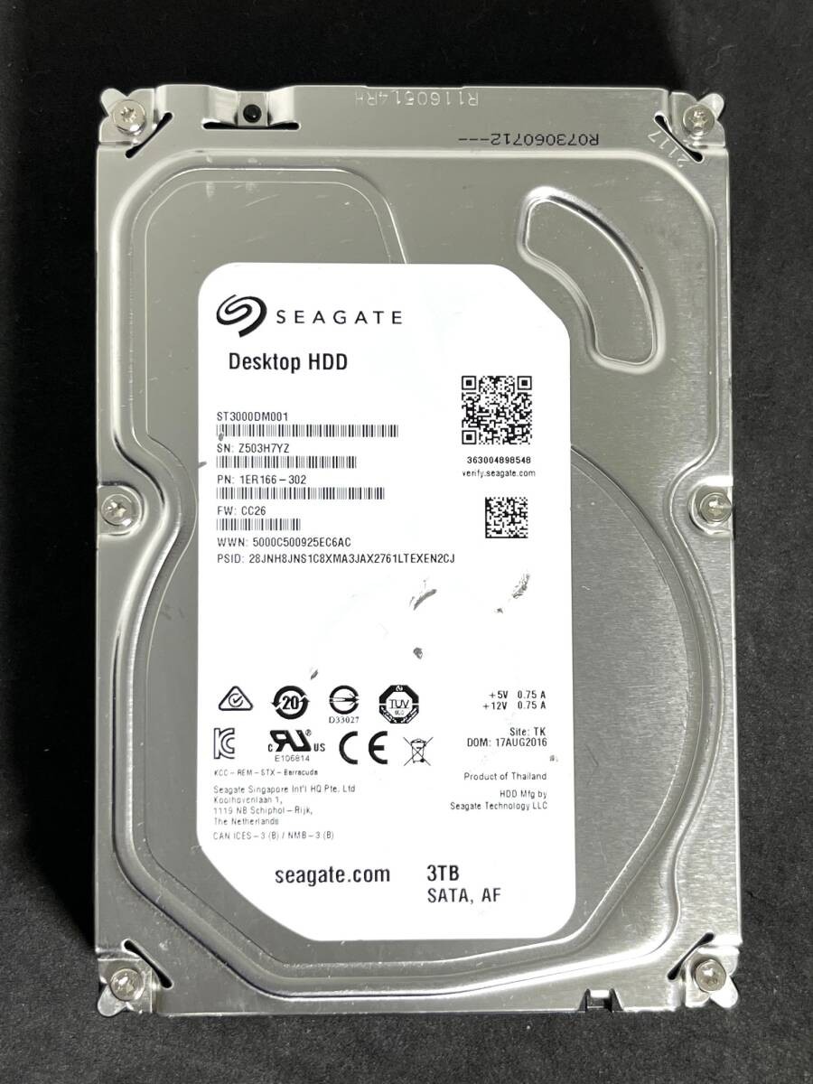 3TB  Seagate / ST3000DM001 F/W: CC26 [ Usage: 2862h ] Good condition 3.5-inch I