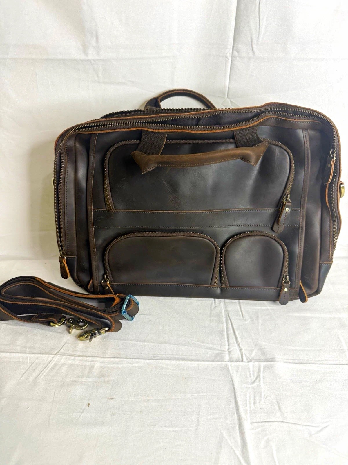 Augus Business Travel Briefcase Genuine Leather Duffel Bags