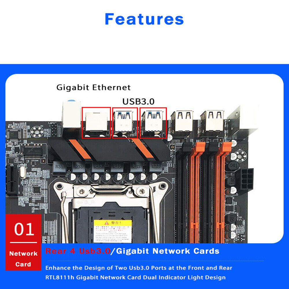 X99 CPU Motherboard Four Channel DDR4 2011 V3 LGA Dual Xeon Computer Mainboard