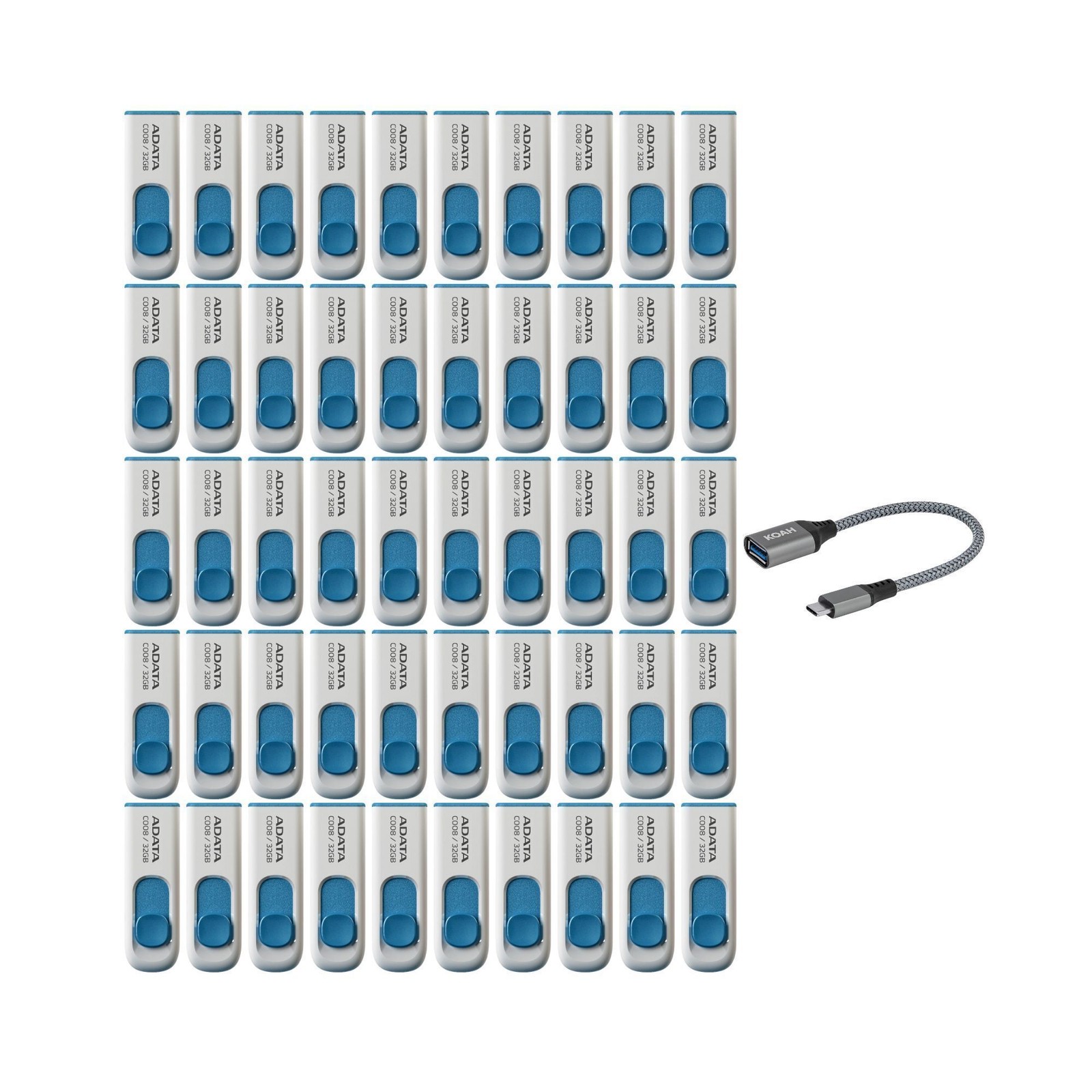 ADATA C008 32GB High-Speed Transfer Flash Drive USB-C Adapter 50 Pack