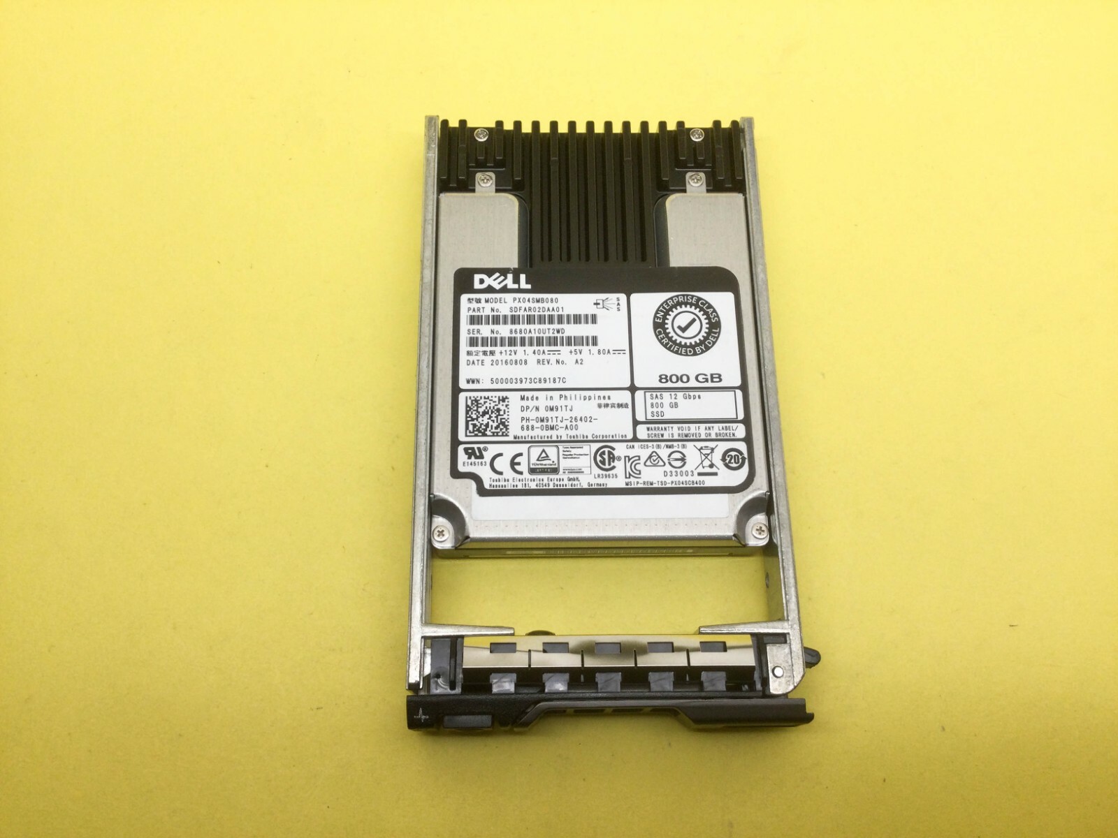 M91TJ Dell 800GB SAS 12Gbps Mix Use 512n 2.5in SSD 0M91TJ PX04SMB080
