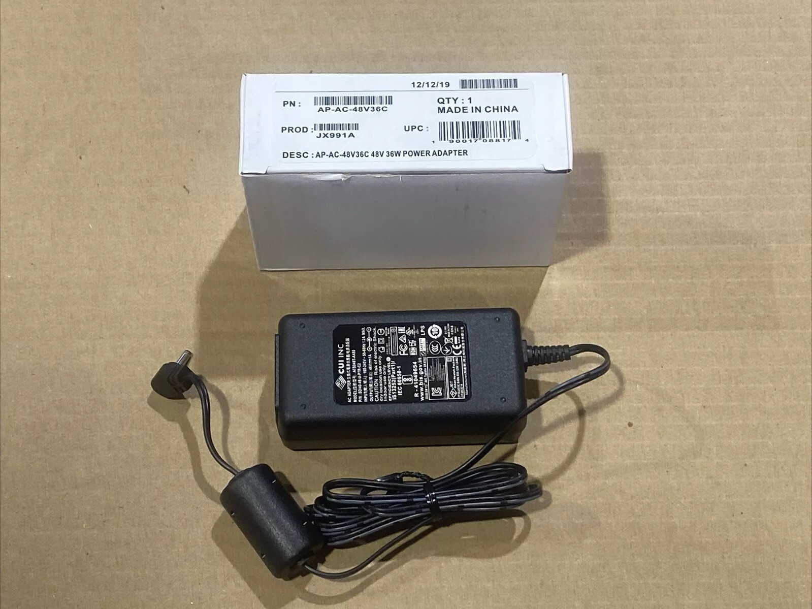 CUI Inc  Ac Adapter For HP HPE Aruba 48V JX991A  AP-AC-48V36C New