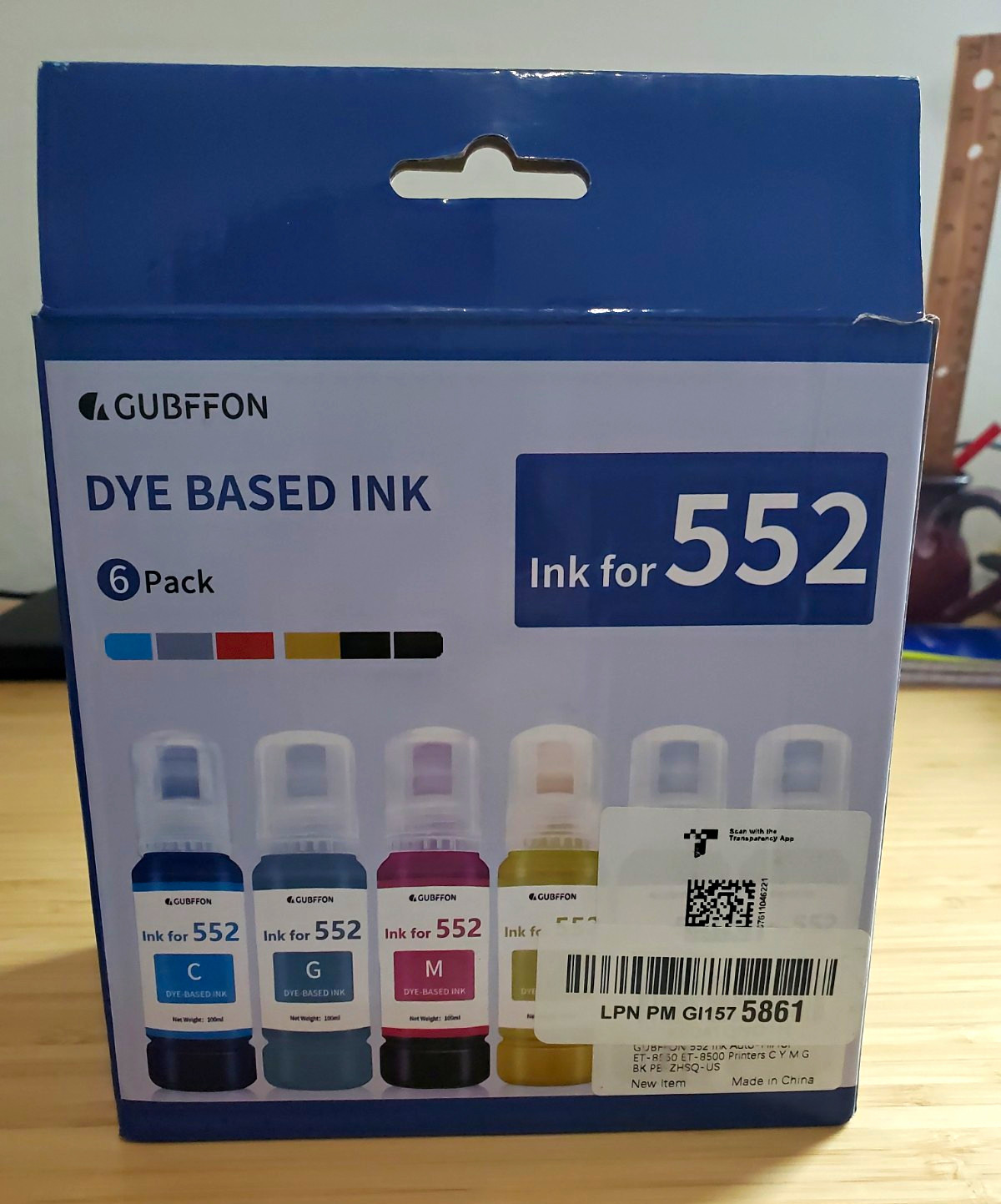 GUBFFON 552 Dye Ink 6 Pack Refill Bottles for Epson ET-8550 ET-8500