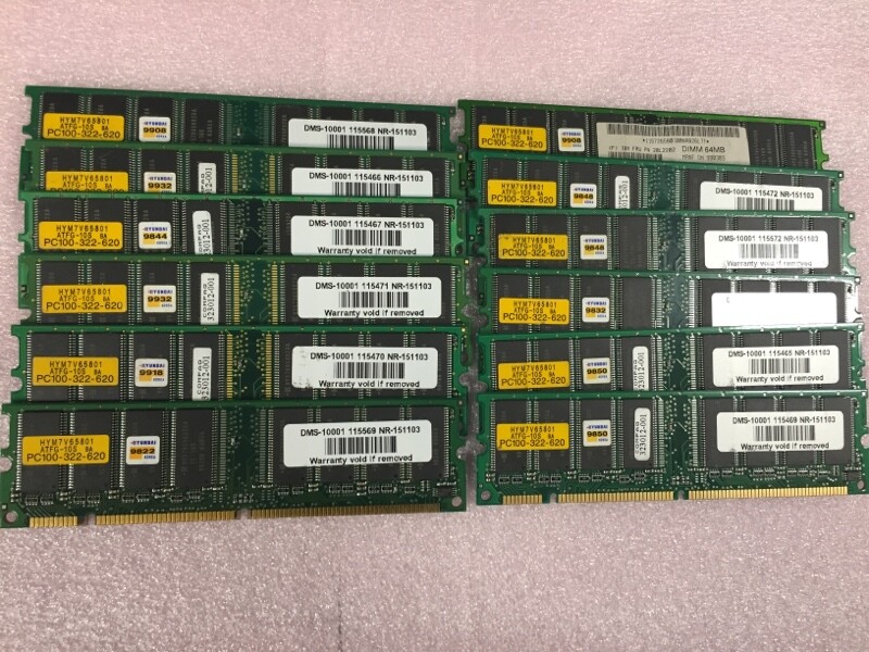 HYM7V65801ATFG-10S Hynix 64MB PC100 100MHz non-ECC Unbuffered CL2 lot of 12