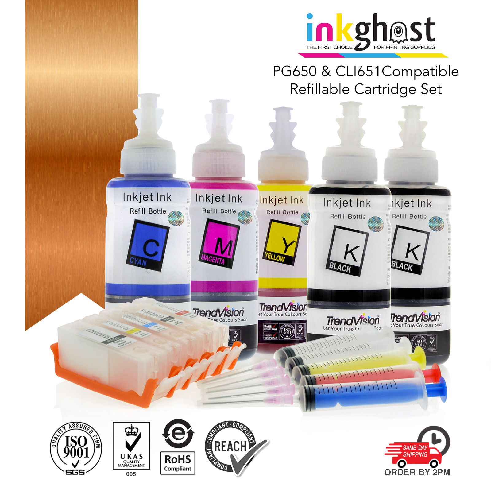 Refillable ink cartridges compatible with Canon MG5560 MG5660 MG6460 MG6660 