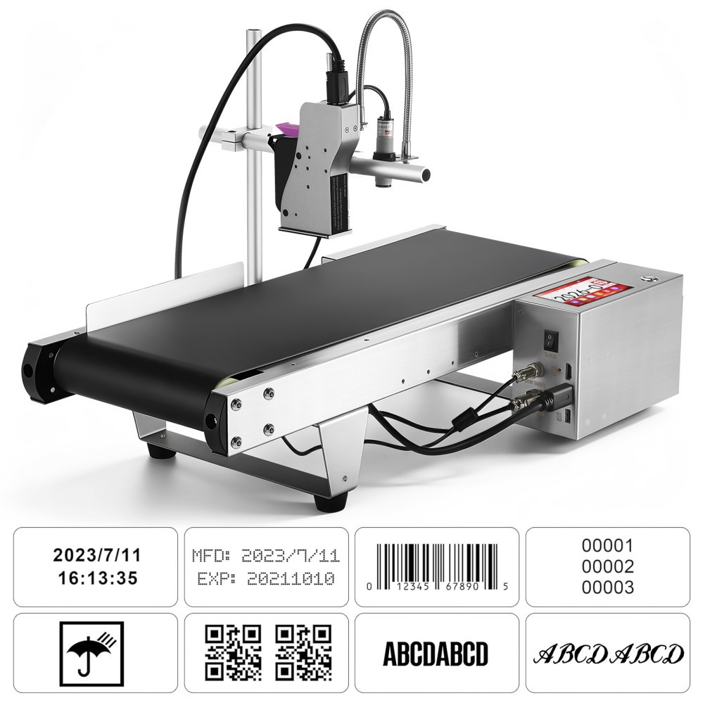 Inkjet Printer 600DPI Date Logo Barcode Coder Batch Coding Machine 2-12.7mm 110V