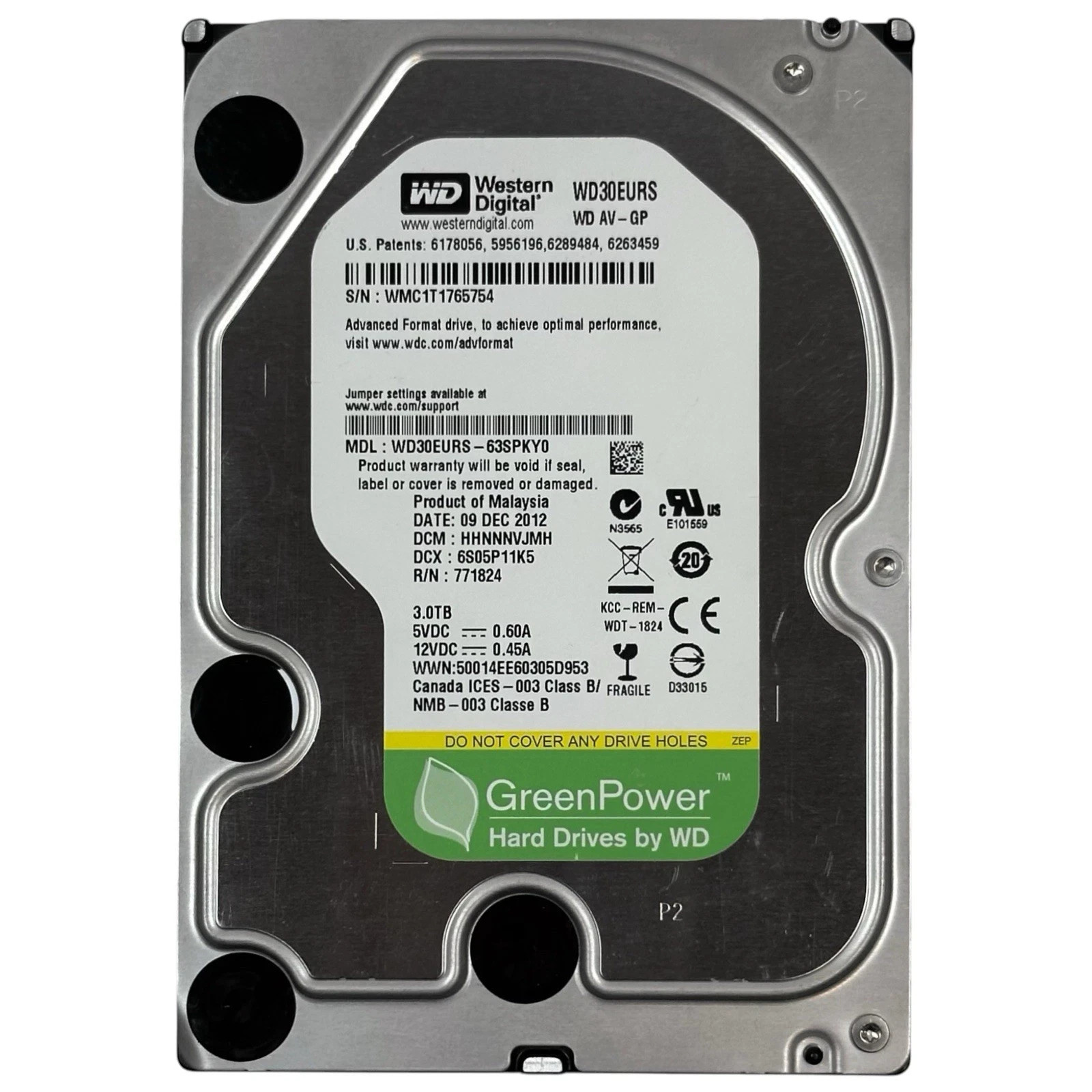 Western Digital WD GreenPower WD30EURS-63SPKY0 3TB 5400RPM 3.5" SATA AV-GP