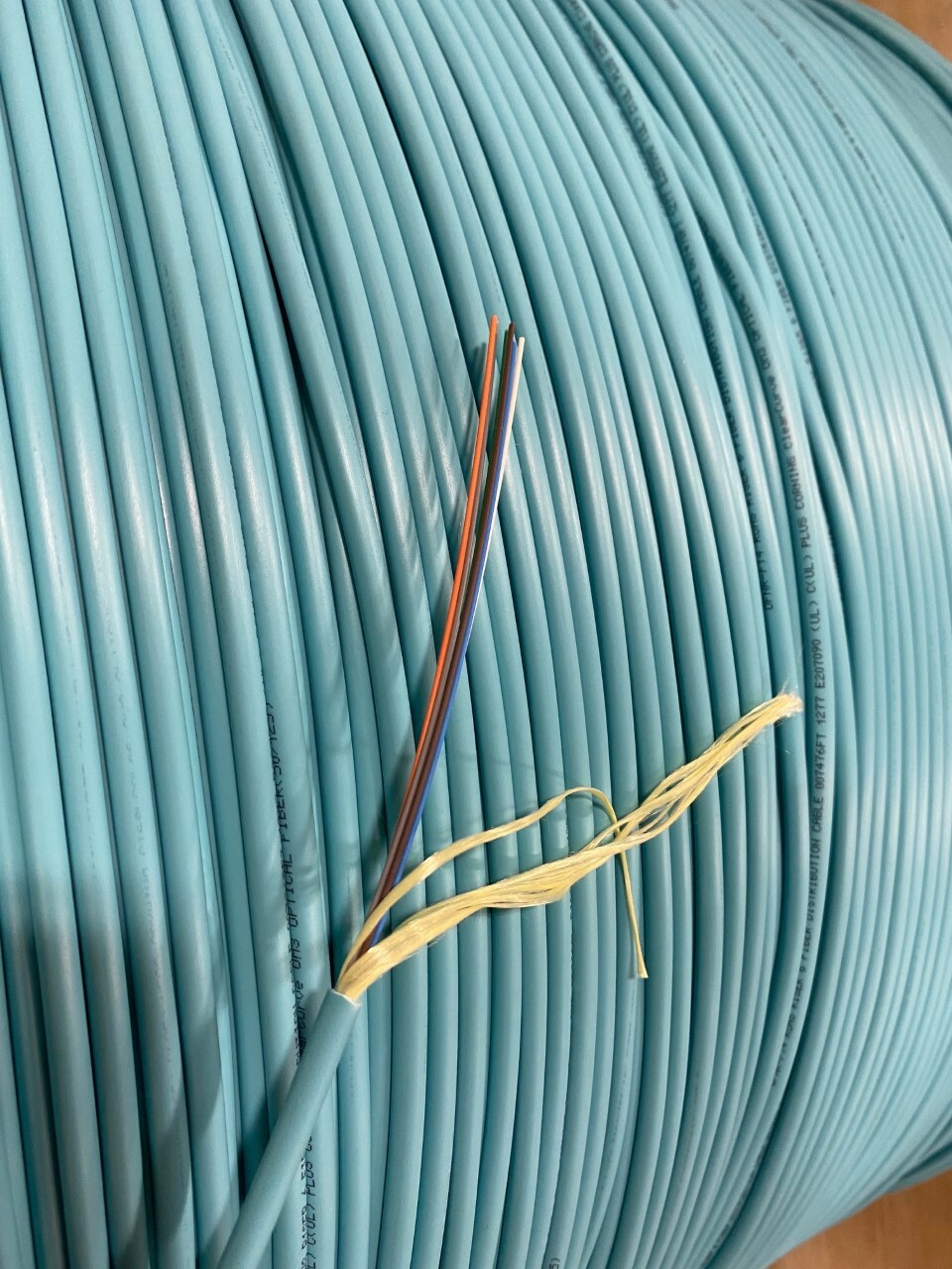 1500ft 6 Strand OM3 50/125 Multimode Indoor Riser Rated Fiber Optic Cable Aqua
