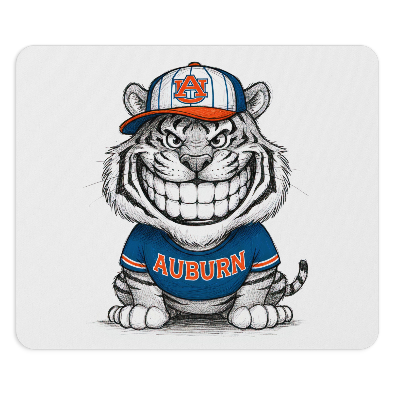 Auburn Tiger Grin Mouse Pad 9.5x8 Inch Standard Rectangular Smooth Surface