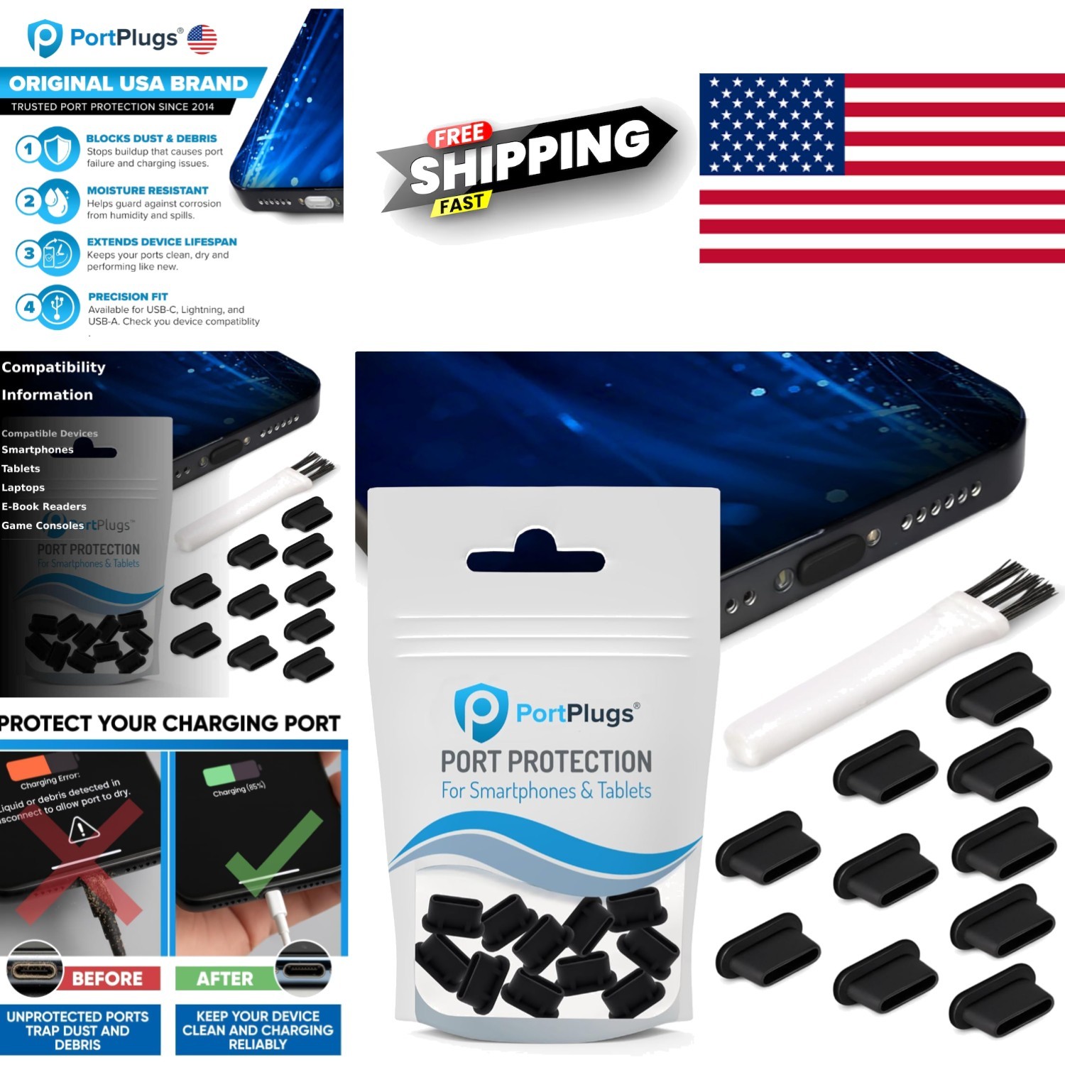 Anti Dust Plugs for USB C Devices 10 Pack Compatible with iPhone and Samsung