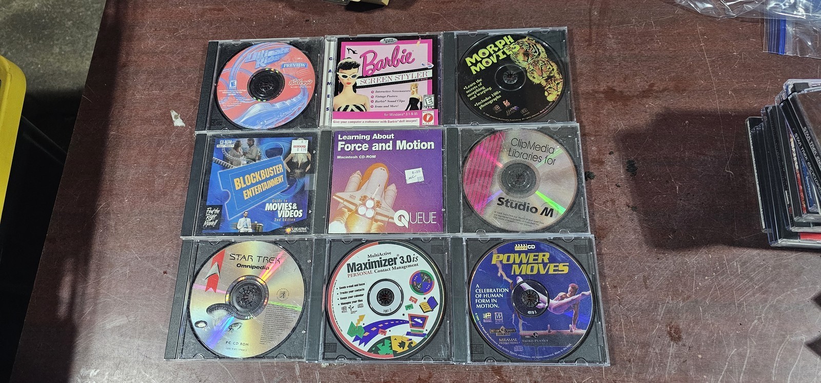 Lot of 9 Vintage PC/Mac CD-ROM Software Discs – Barbie Screen Styler, Star Trek 