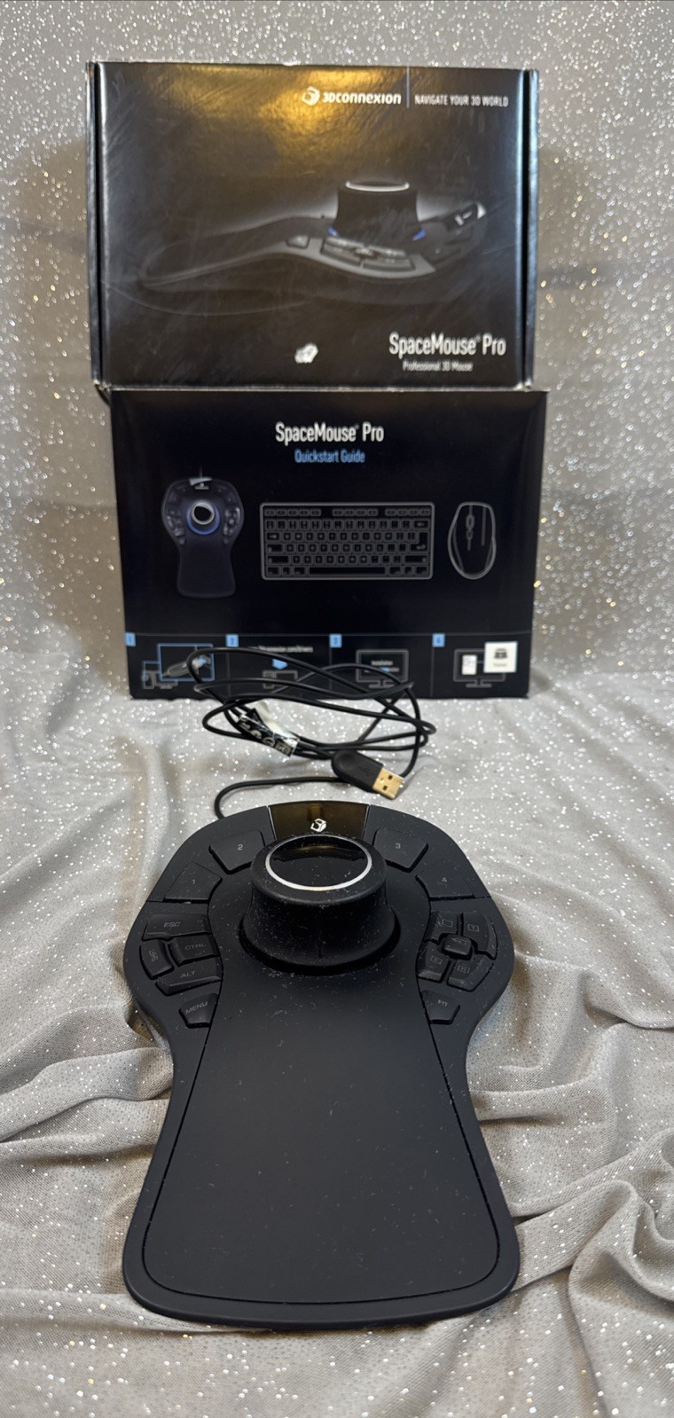 3DCONNEXION SpaceMouse Pro Wired 3D Mouse Black Used TESTED WORKS