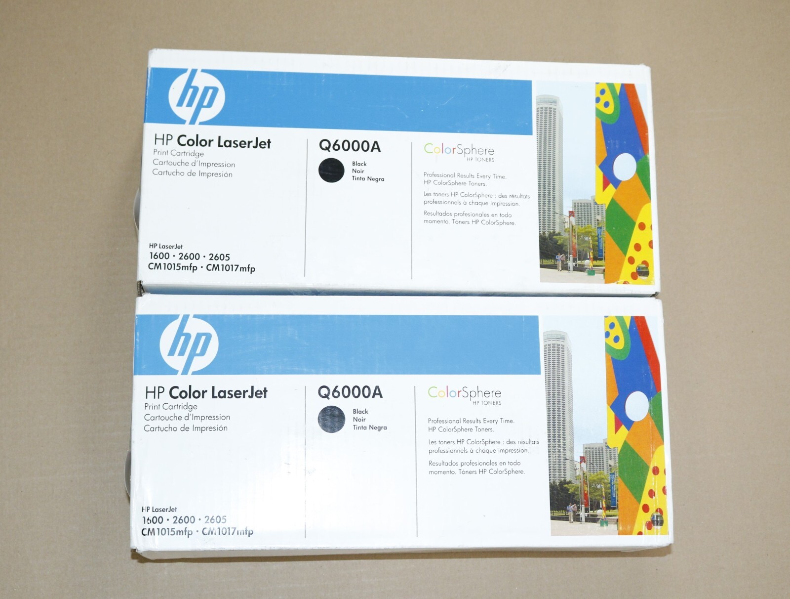 2 New OEM HP LaserJet 1600, 2600, 2605, CM1015, 1017 Black Toners Q6000A