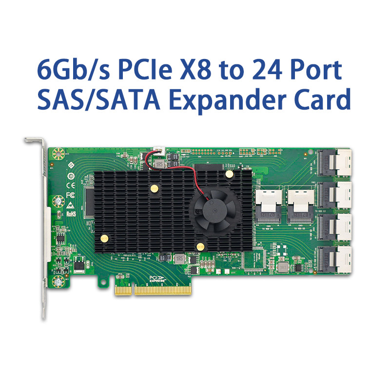 PCIe X8 to 24 Port 6Gb/s SAS/SATA Expander Card with miniSAS SFF-8087 -