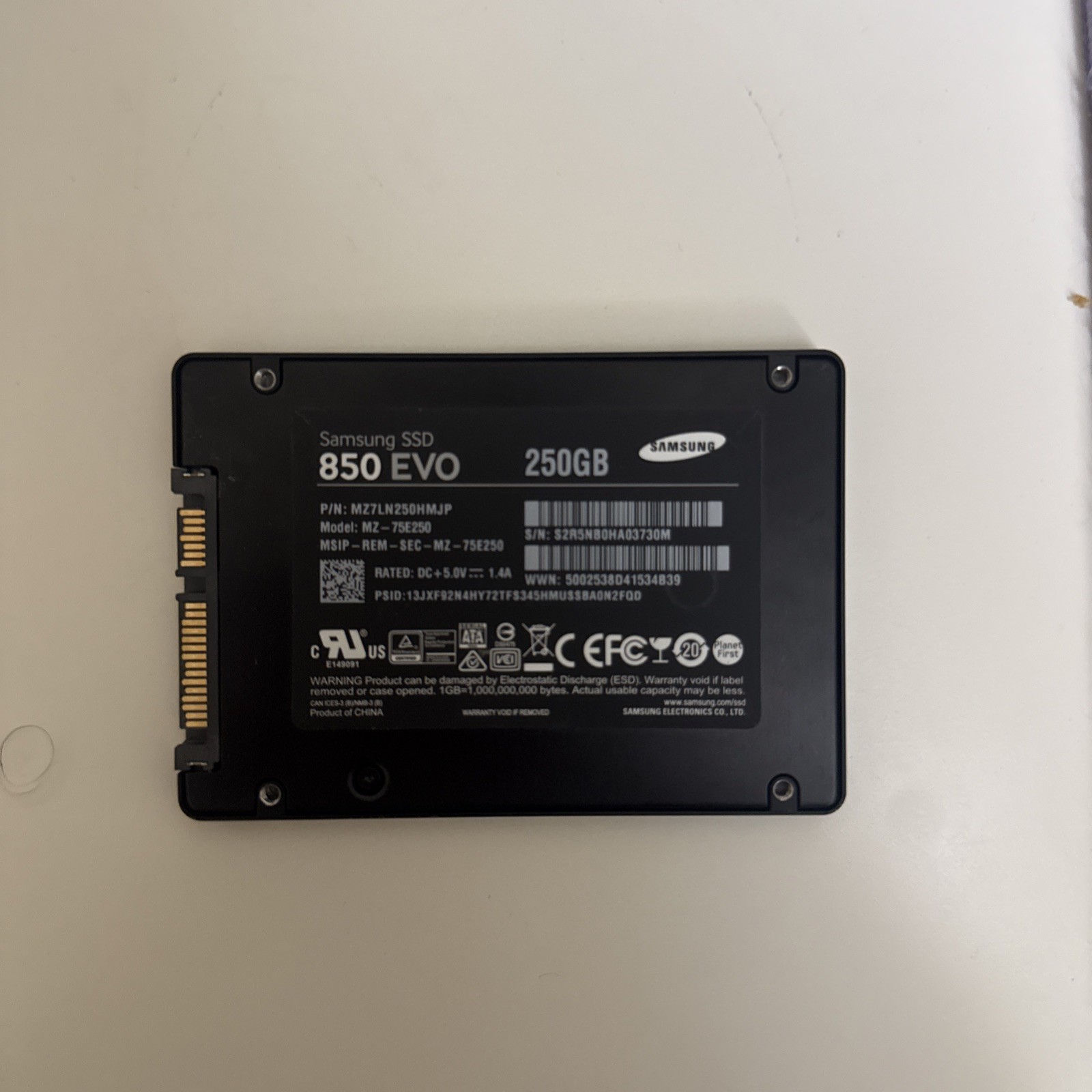 SAMSUNG 850 EVO 250GB 2.5" SATA SSD MZ-75E250 - FORMATTED AND TESTED