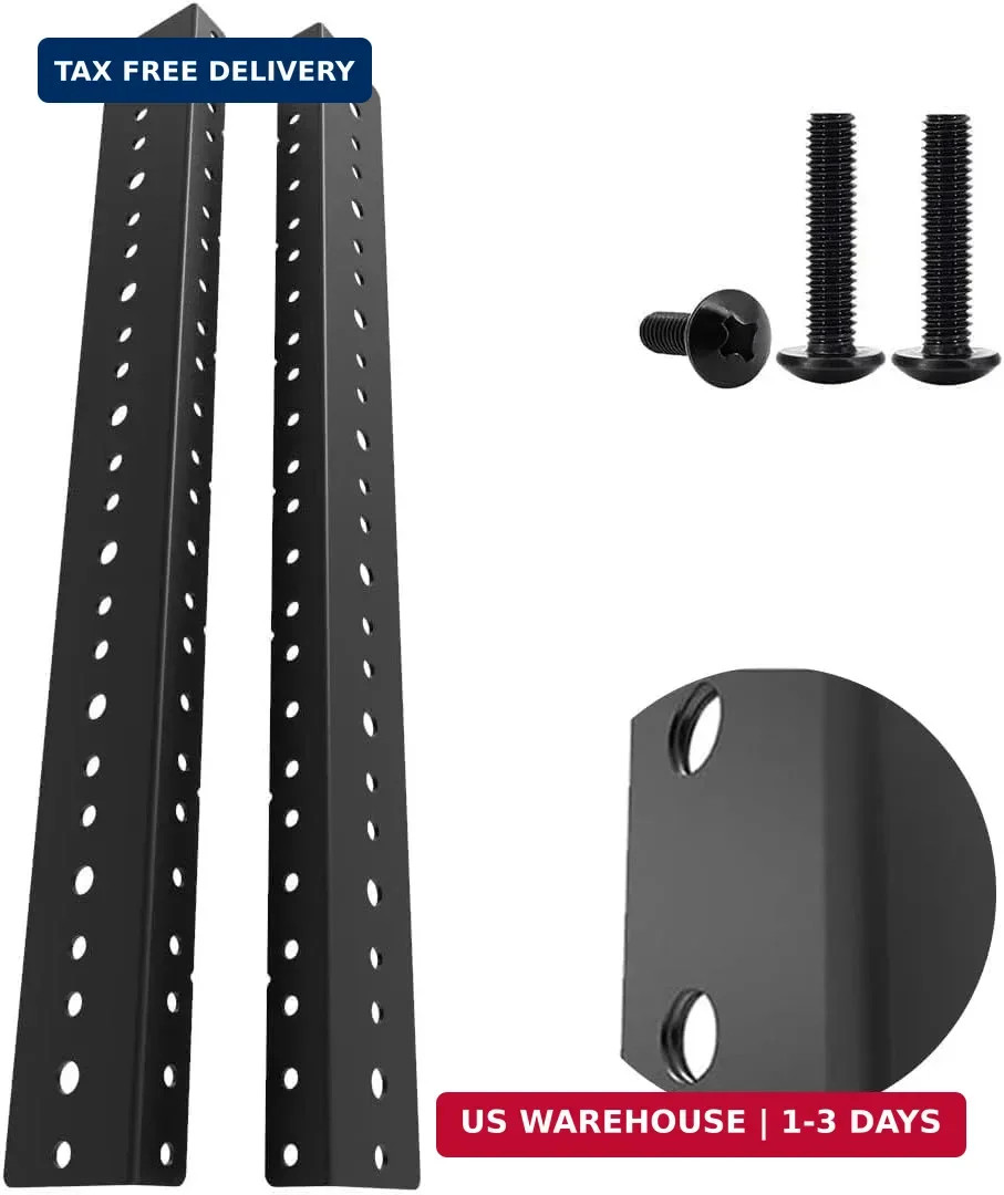 8U Steel Rack Rails Kit with Hardware - 2 Pieces (8URR)