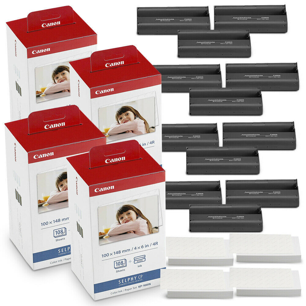 4X Canon KP-108IN Color Ink Paper Set 4x6 for Canon Selphy CP1300 CP1200 CP910