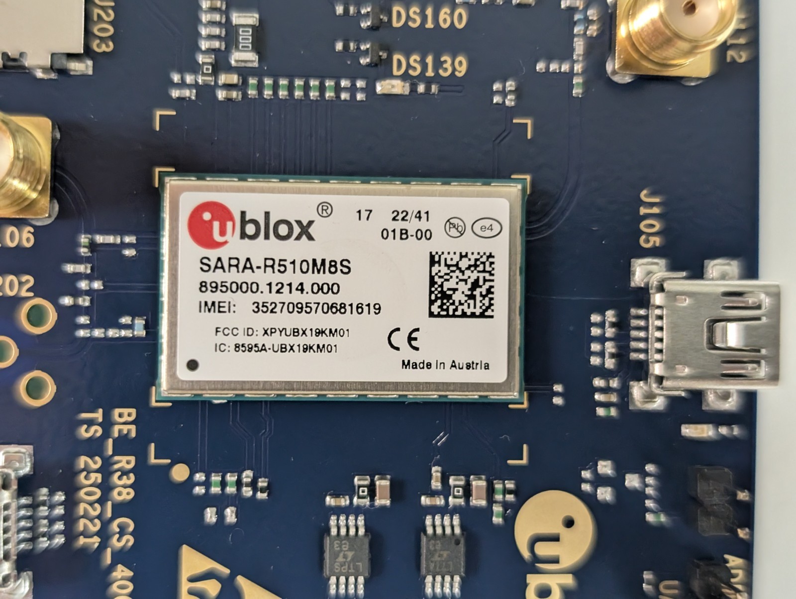 u-blox EVK-R510M8S-1 Eval Kit SARA-R510M8 LTE-M NB-IoT GNSS – New, Unused