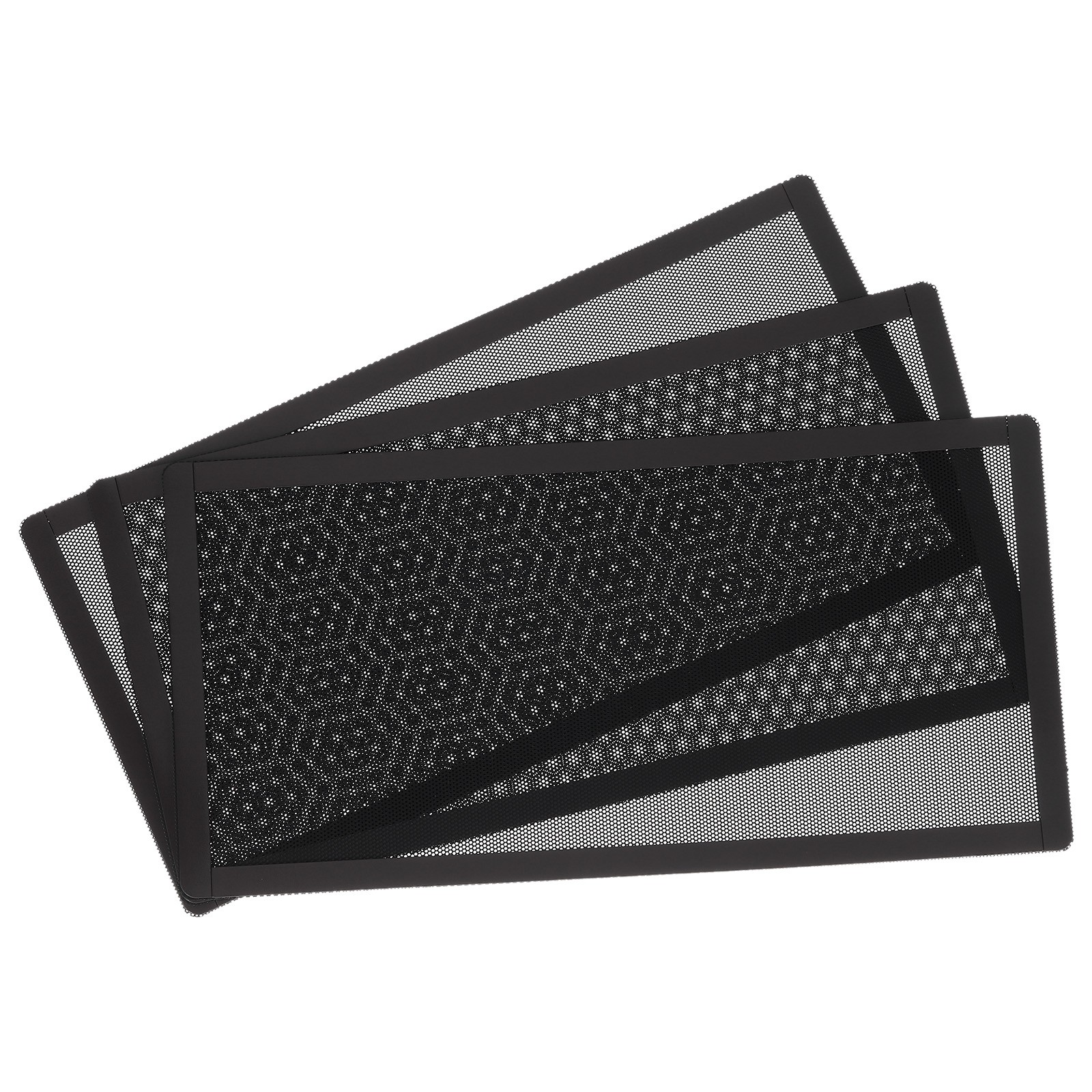3PCS PC Dust Filter 280x140mm Magnetic Frame PVC Computer Cooler Mesh Black