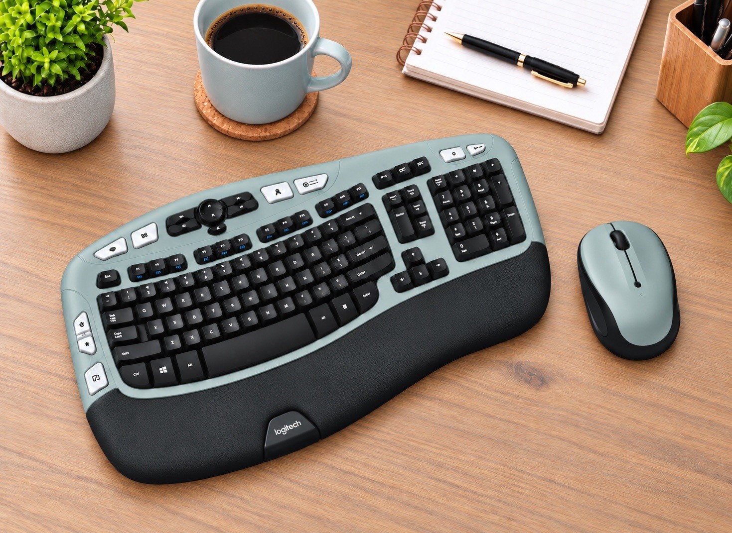 Logitech MK550 Custom Refinished Sage Green Wireless Keyboard Mouse Combo K350