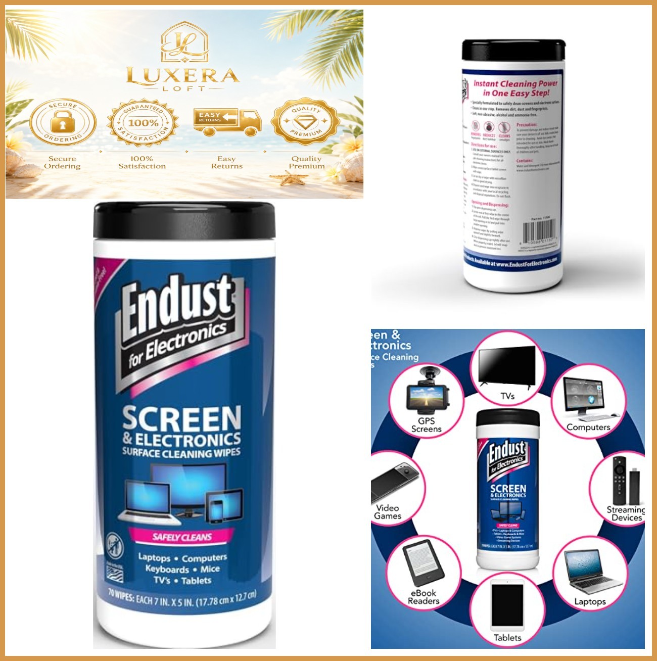 Electronics Cleaning Wipes 70 Count Screen Surface Cleaner TV Laptop Tablet