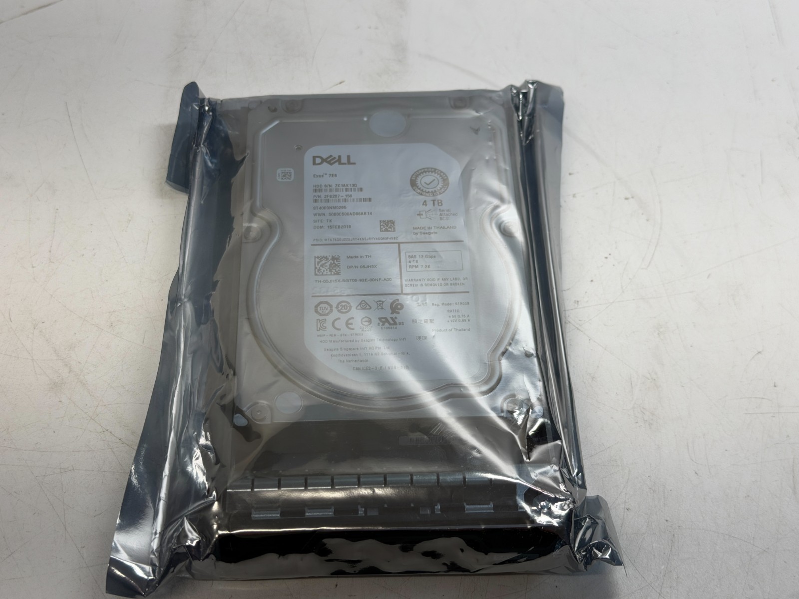 5JH5X ST4000NM0295 Dell 4TB 7200RPM 12Gbps 3.5" SAS HDD Hard Drive GEN14/Caddy