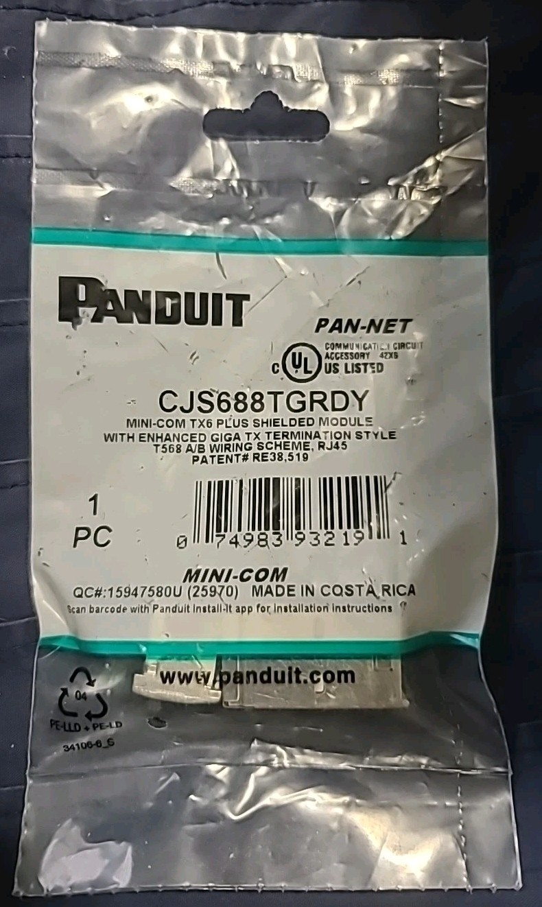 NEW Panduit CJS688TGY Cat6 Shielded Mini-Com TX6 Plus Shielded Module