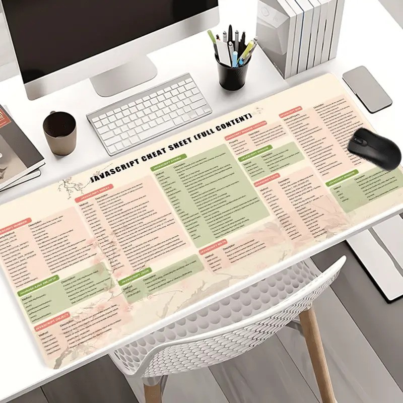 2D Flat Printing Extra Large Javascript Cheat Sheet Programming Desk Mat - Non