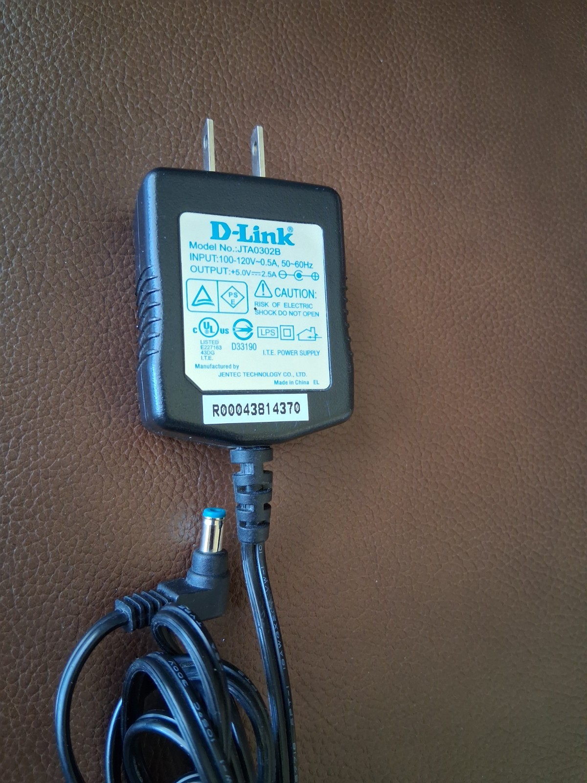 D-Link AC Power Supply JTA0302B Jentec Technology Output 5.0V, @2.5A