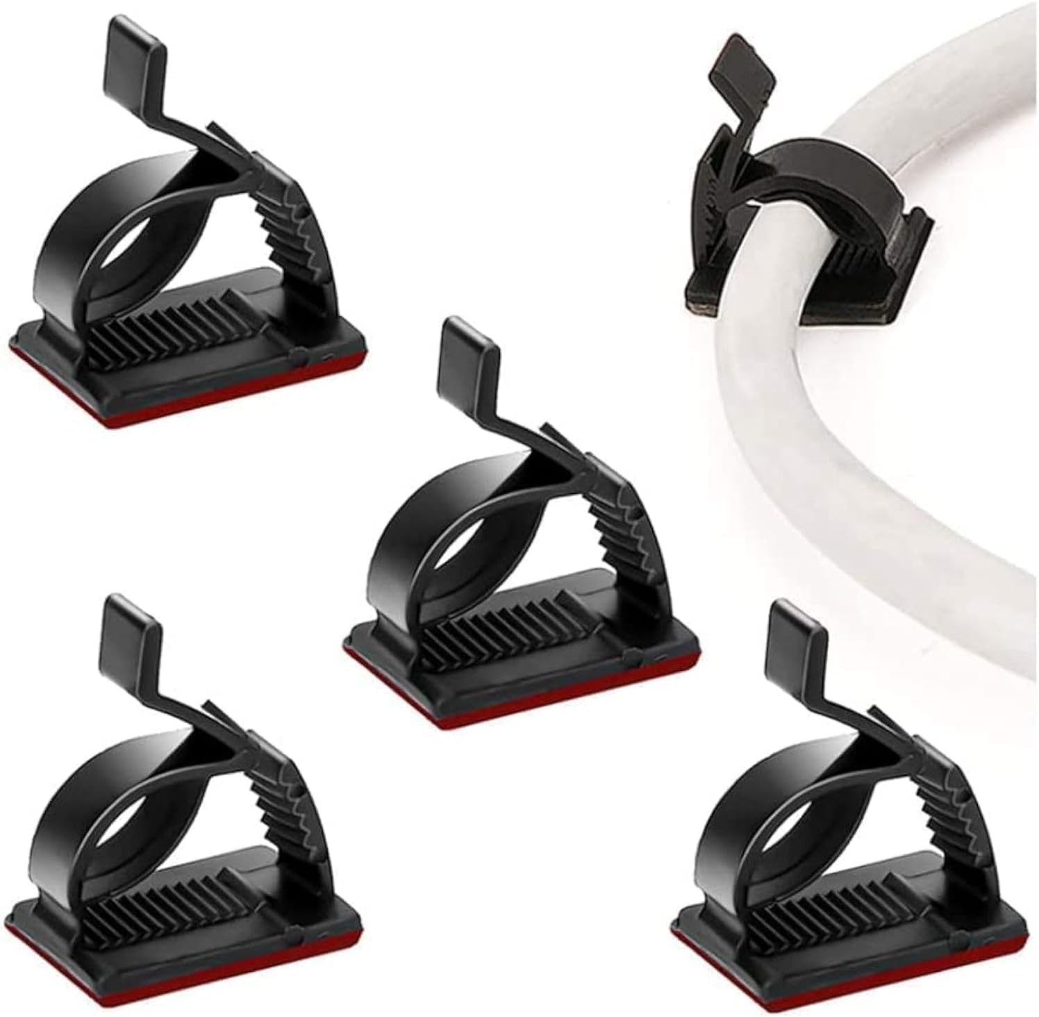 50 Pcs Adjustable Self-Adhesive Cable Clips Wire Clamps Cord Holders