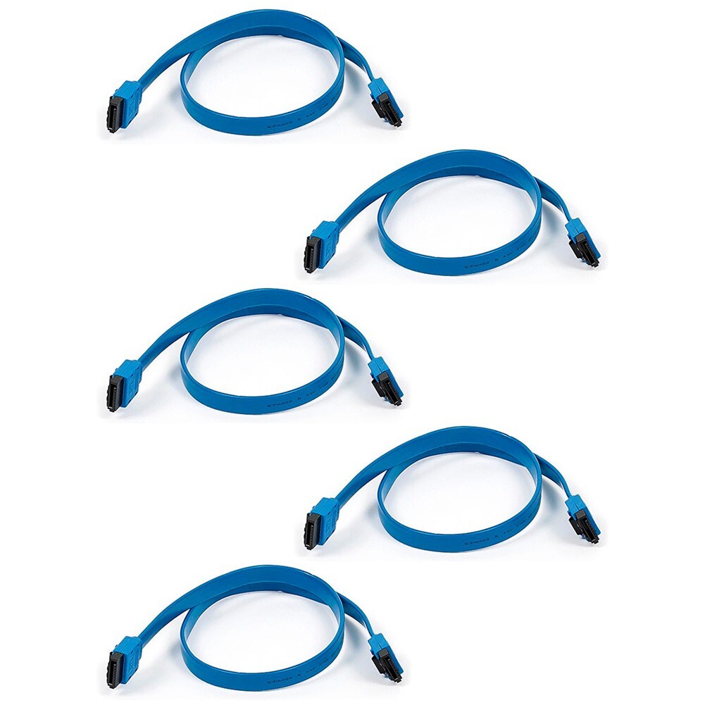 5 Pcs 18" SATA 3.0 III SATA3 SATAiii 6Gbps HDD Hard Drive Data Cable Cord Blue