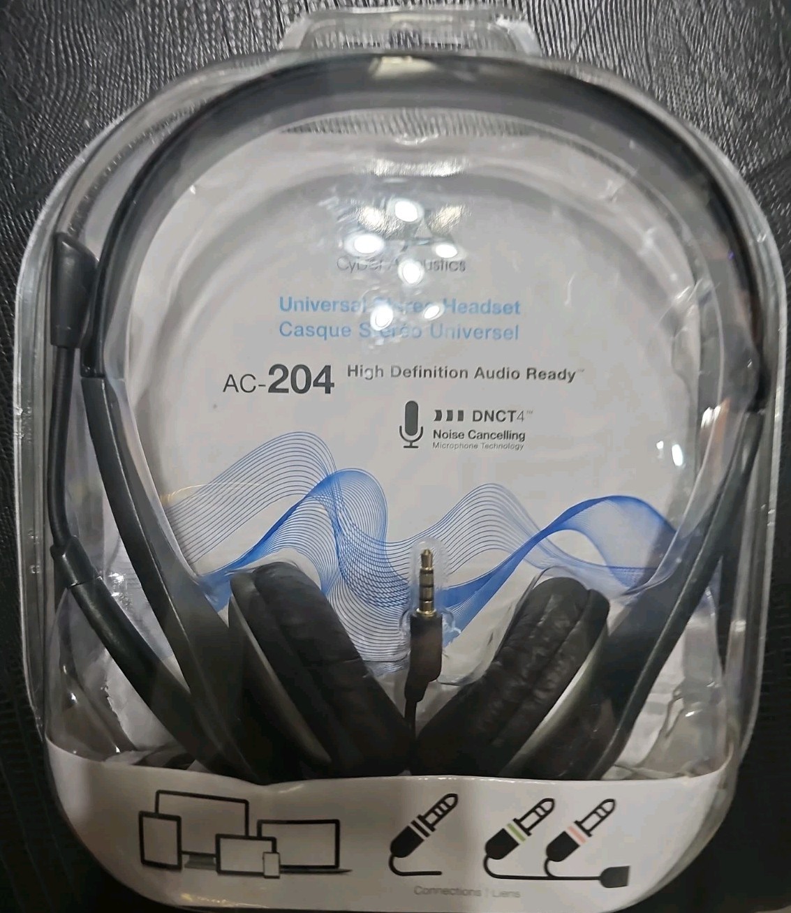 Cyber Acoustics Stereo Headset 3.5mm Wired Headphones Noise-Canceling Boom Mic
