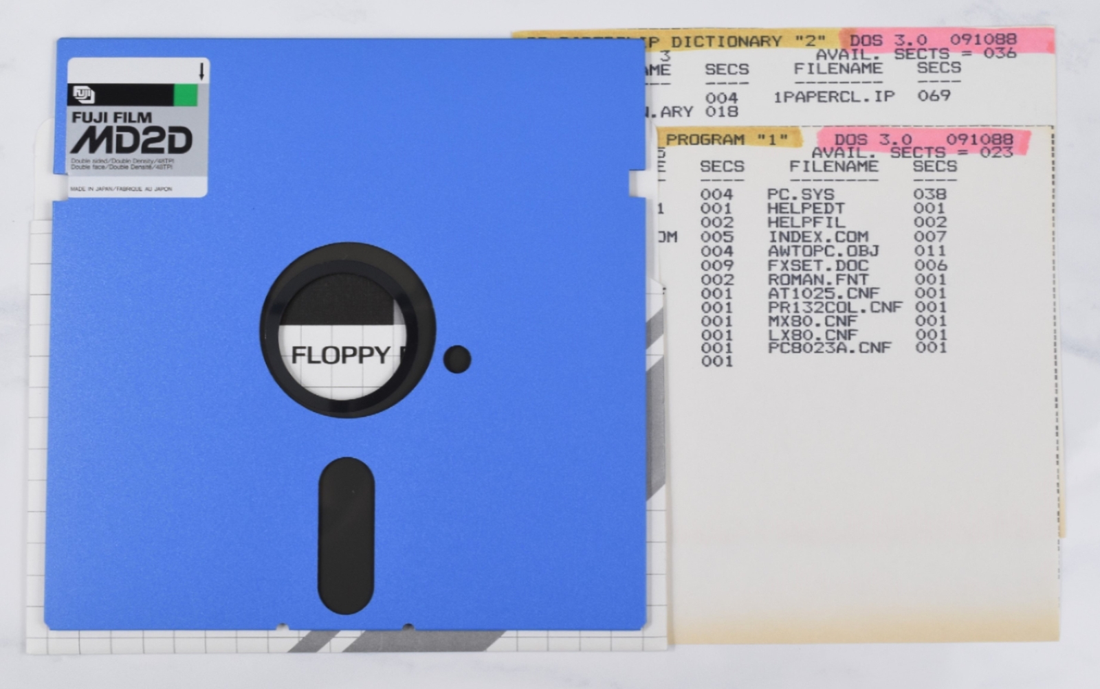 Vintage Fuji Computer Floppy Disk-Collectible (Atari, DOS 3.0, PaperClip, 1988)