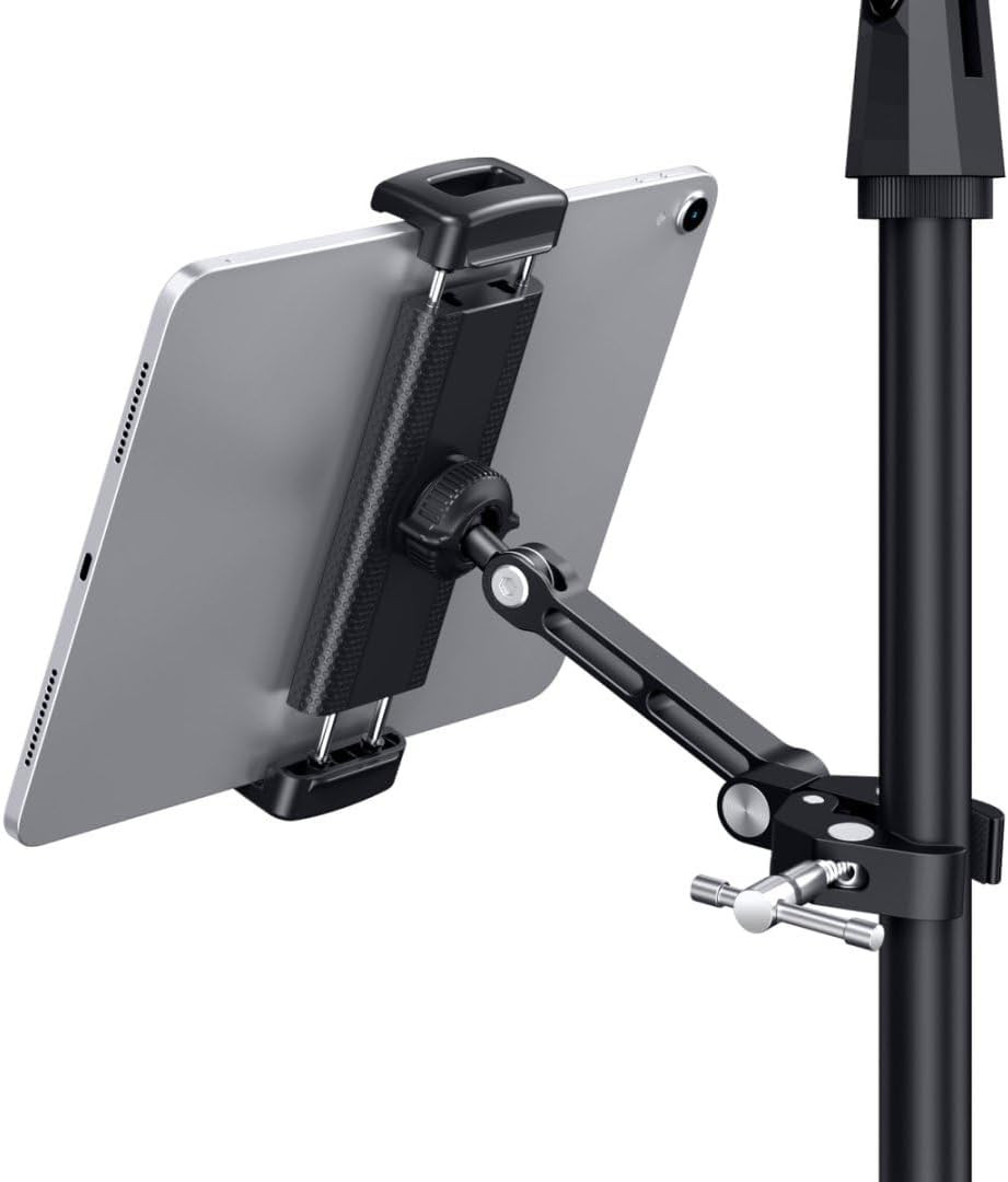Tablet Holder for Microphone Stand, Aluminum Mic Music Stand Holder Mount for Ph
