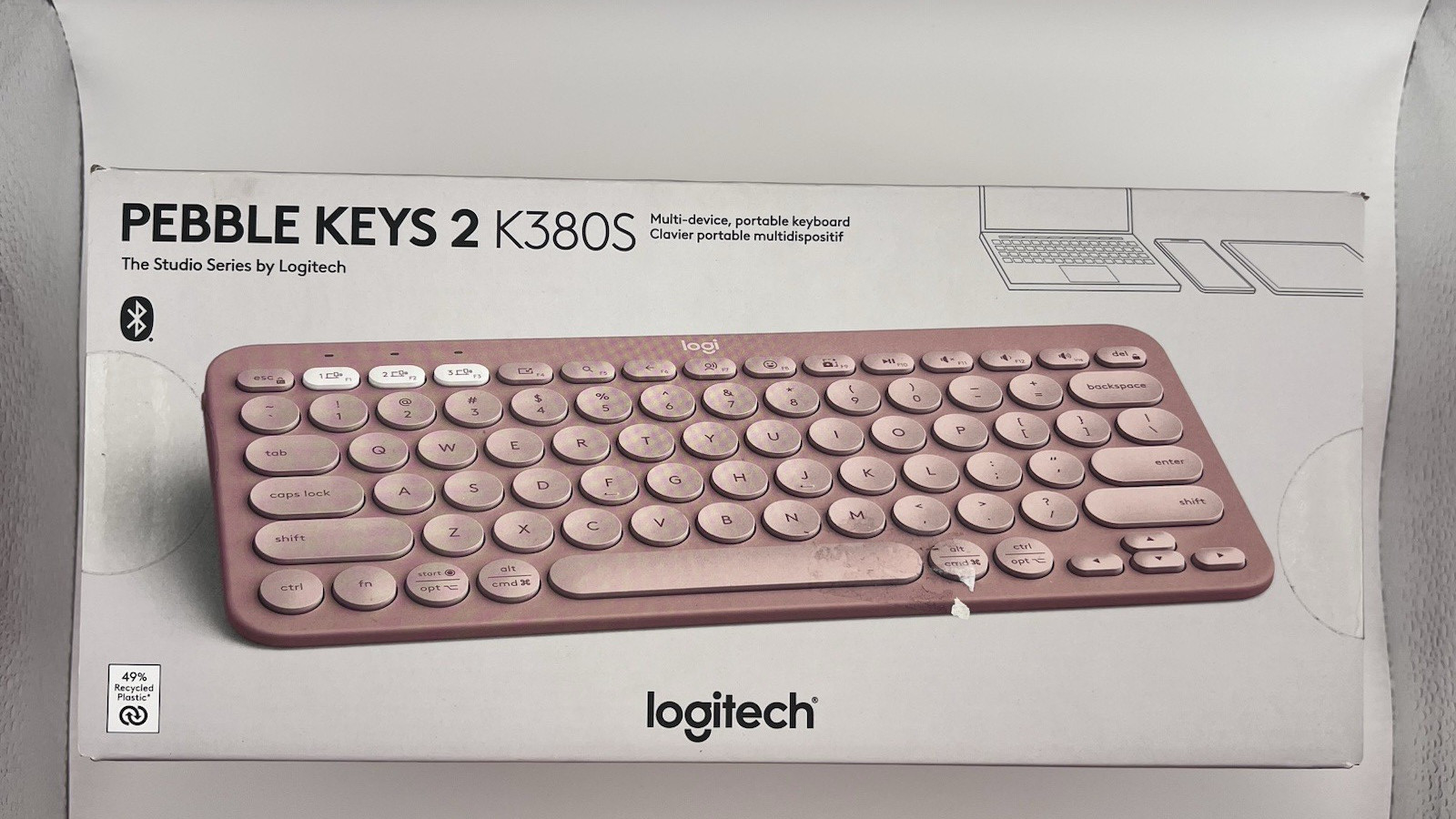 Logitech Pebble Keys 2 K380s Multi-Device Bluetooth Wireless Keyboard Tonal Rose