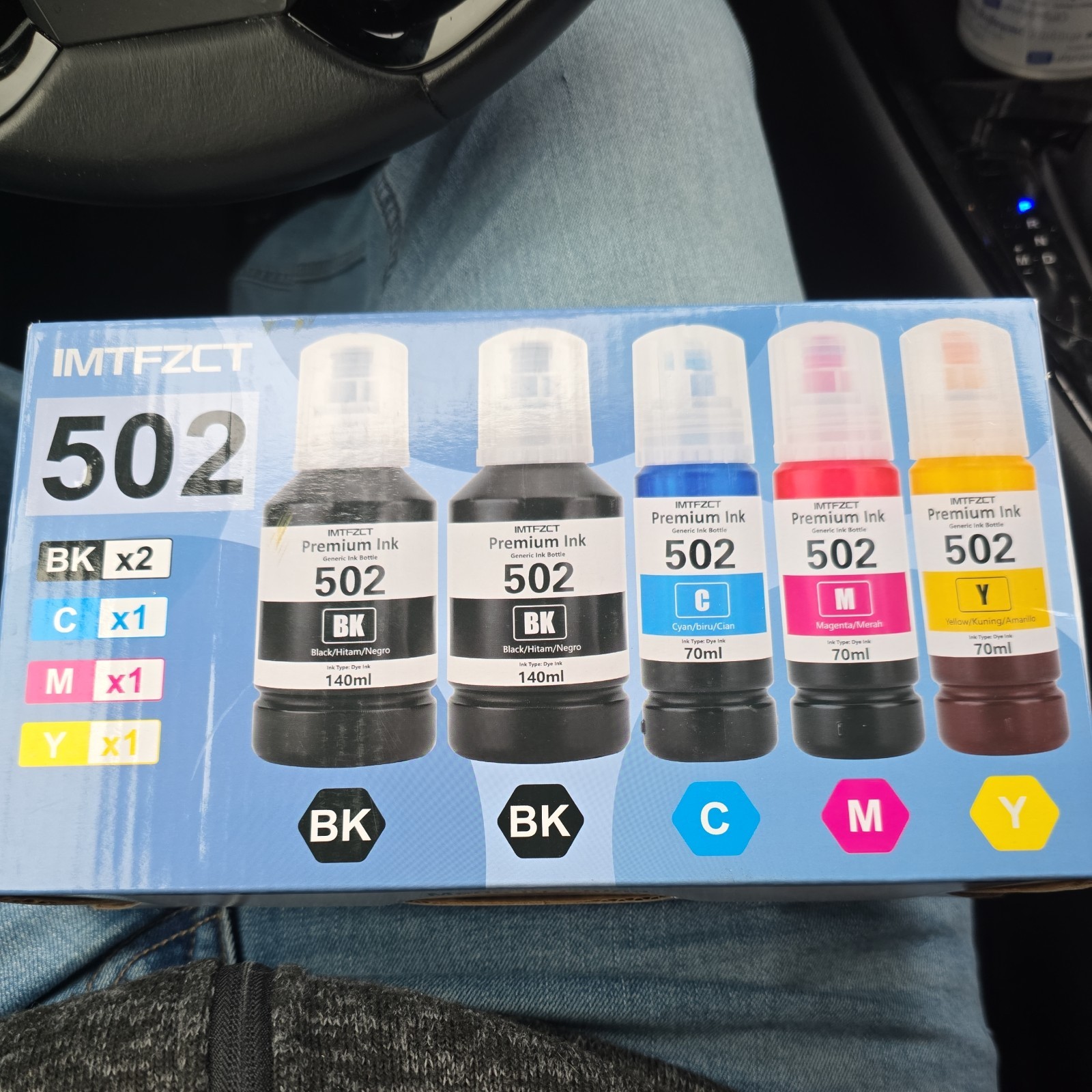 IMTFZCT 502 Compatible Ink Bottle Set 5-Pack , Plus 1 extra Black